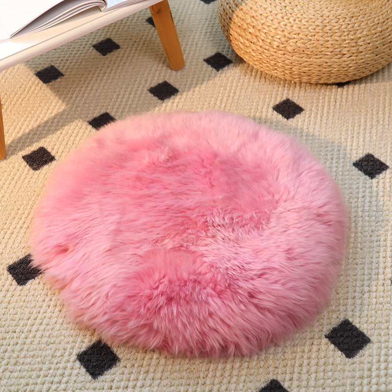 Factory direct sale pure shearling chair cushion round cushion futon wool cushion computer chair cushion long hair thickened dining chair