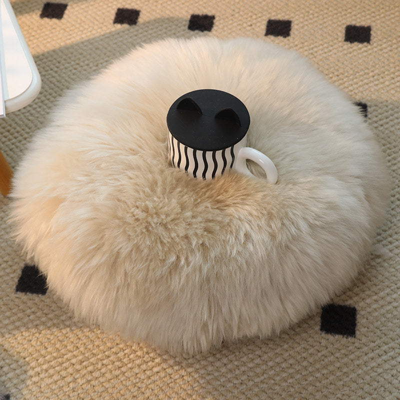 Factory direct sale pure shearling chair cushion round cushion futon wool cushion computer chair cushion long hair thickened dining chair