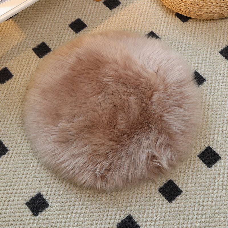 Factory direct sale pure shearling chair cushion round cushion futon wool cushion computer chair cushion long hair thickened dining chair