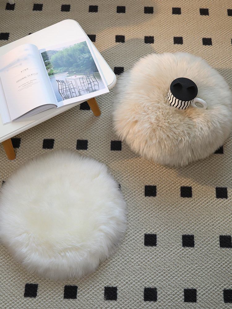 Factory direct sale pure shearling chair cushion round cushion futon wool cushion computer chair cushion long hair thickened dining chair