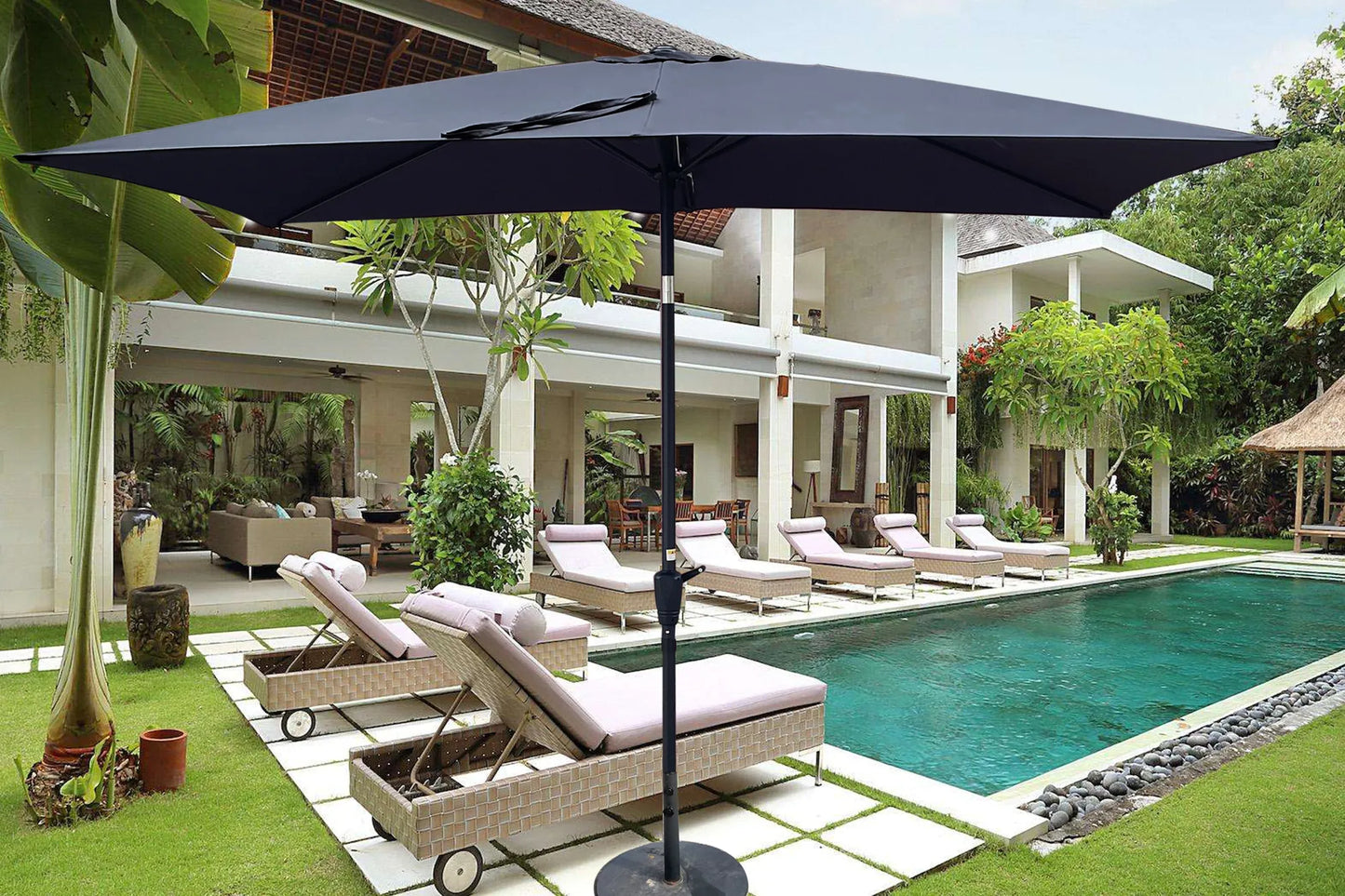 6 × 9-Foot Tilting Patio Umbrella with Crank – Anthracite – view 1