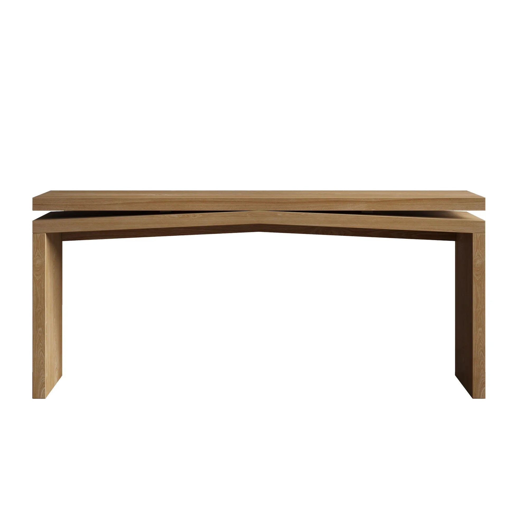 65-Inch Solid Wood Veneer Console Table – Antique Brown – view 9