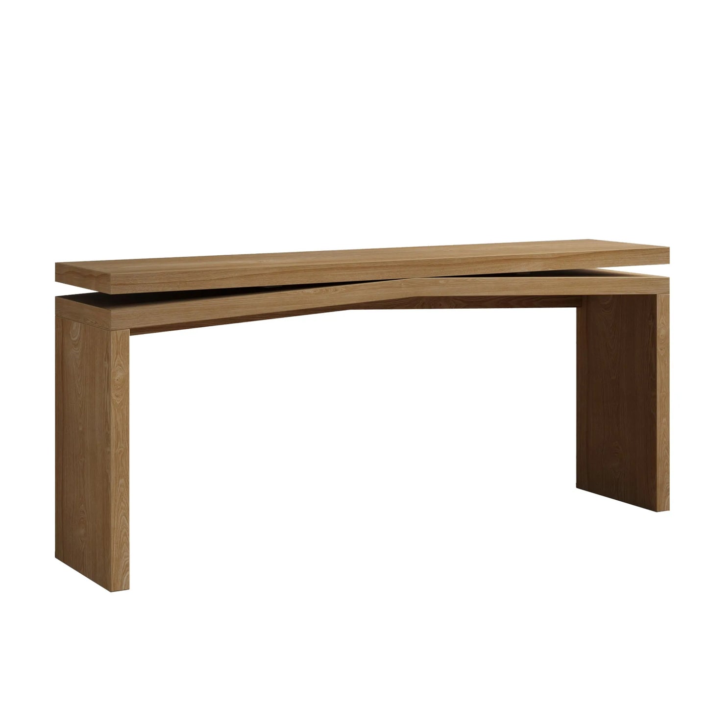 65-Inch Solid Wood Veneer Console Table – Antique Brown – view 10