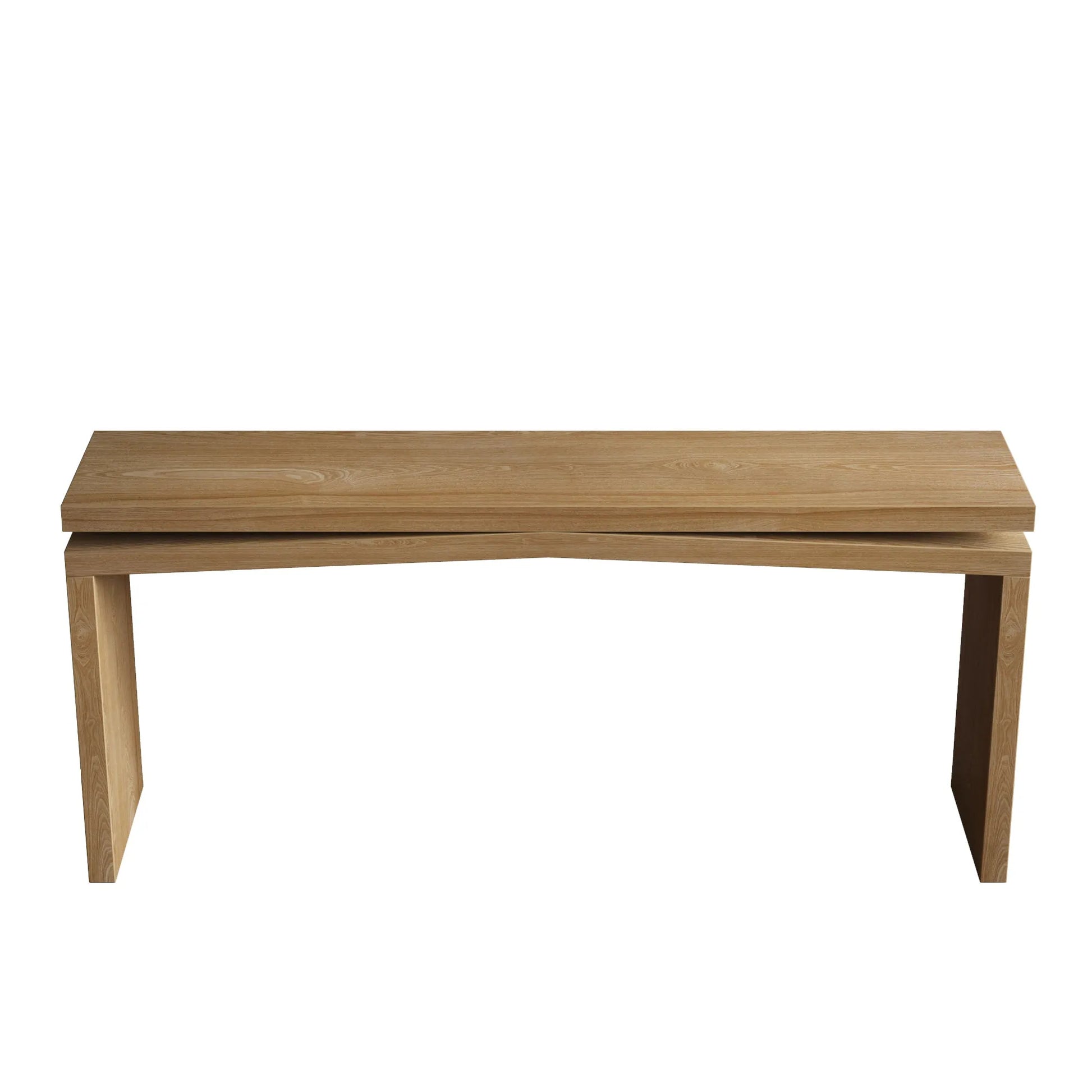 65-Inch Solid Wood Veneer Console Table – Antique Brown – view 11