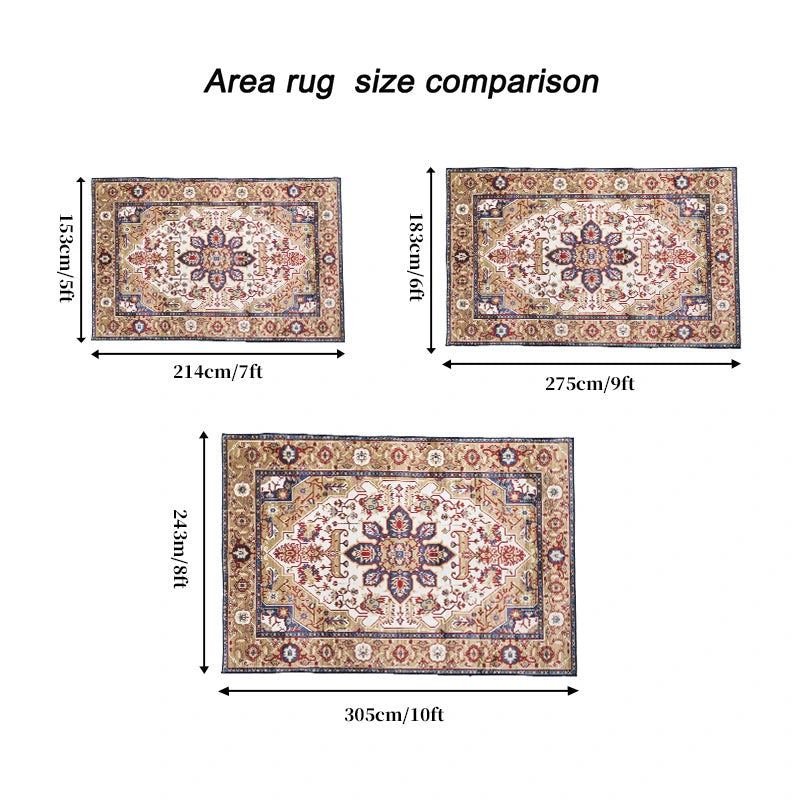 Area Rug Vintage Bohemia Large Persian Non-slip Washable Rug For Living Room Kitchen Bedroom Living Room Geometry Blue/B