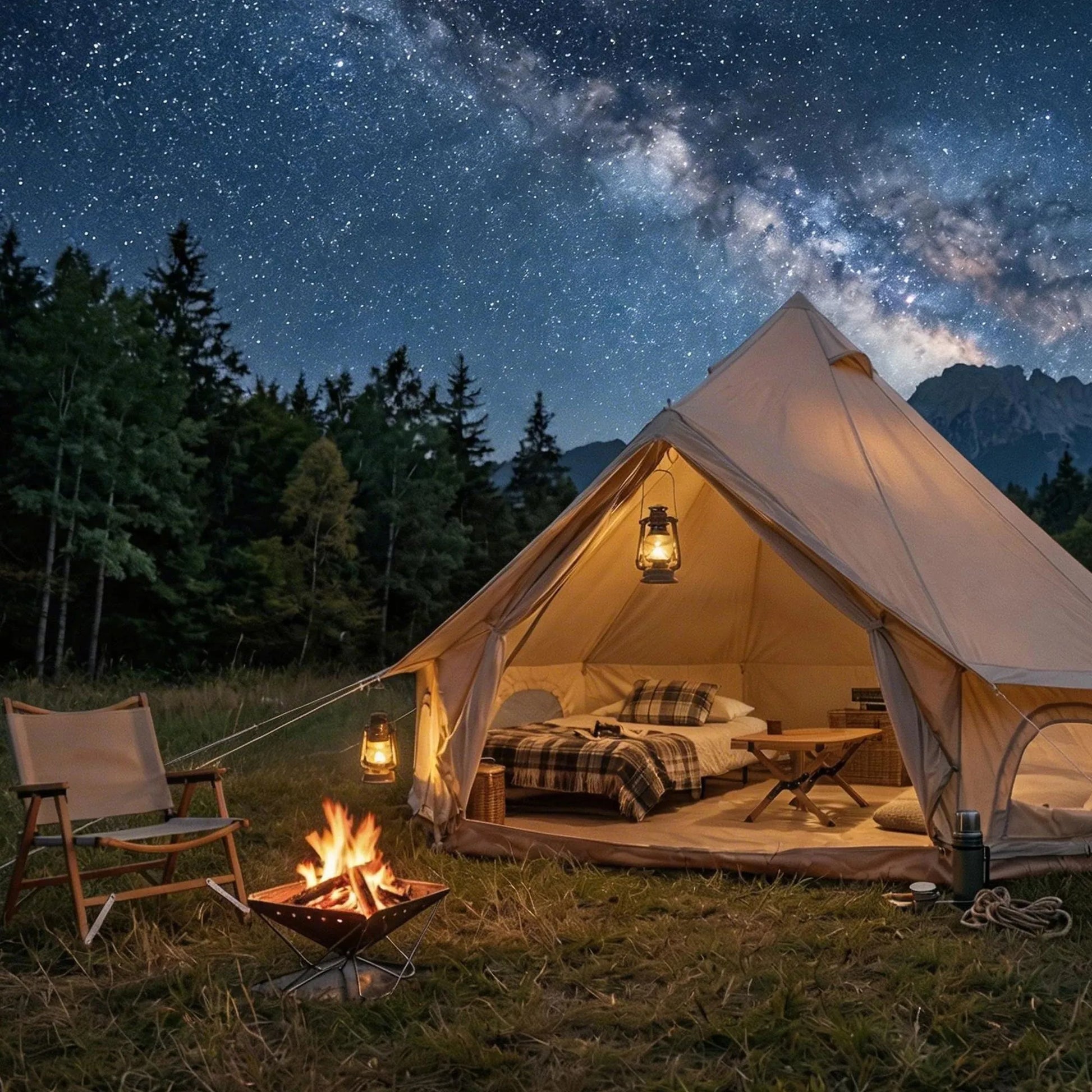 9.8-Foot Four-Season Bell Tent with Stove Jack – Beige – view 5