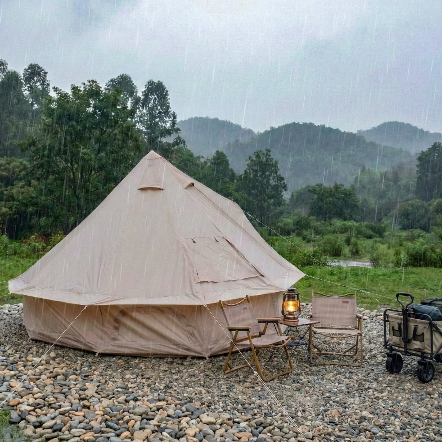 9.8-Foot Four-Season Bell Tent with Stove Jack – Beige – view 6