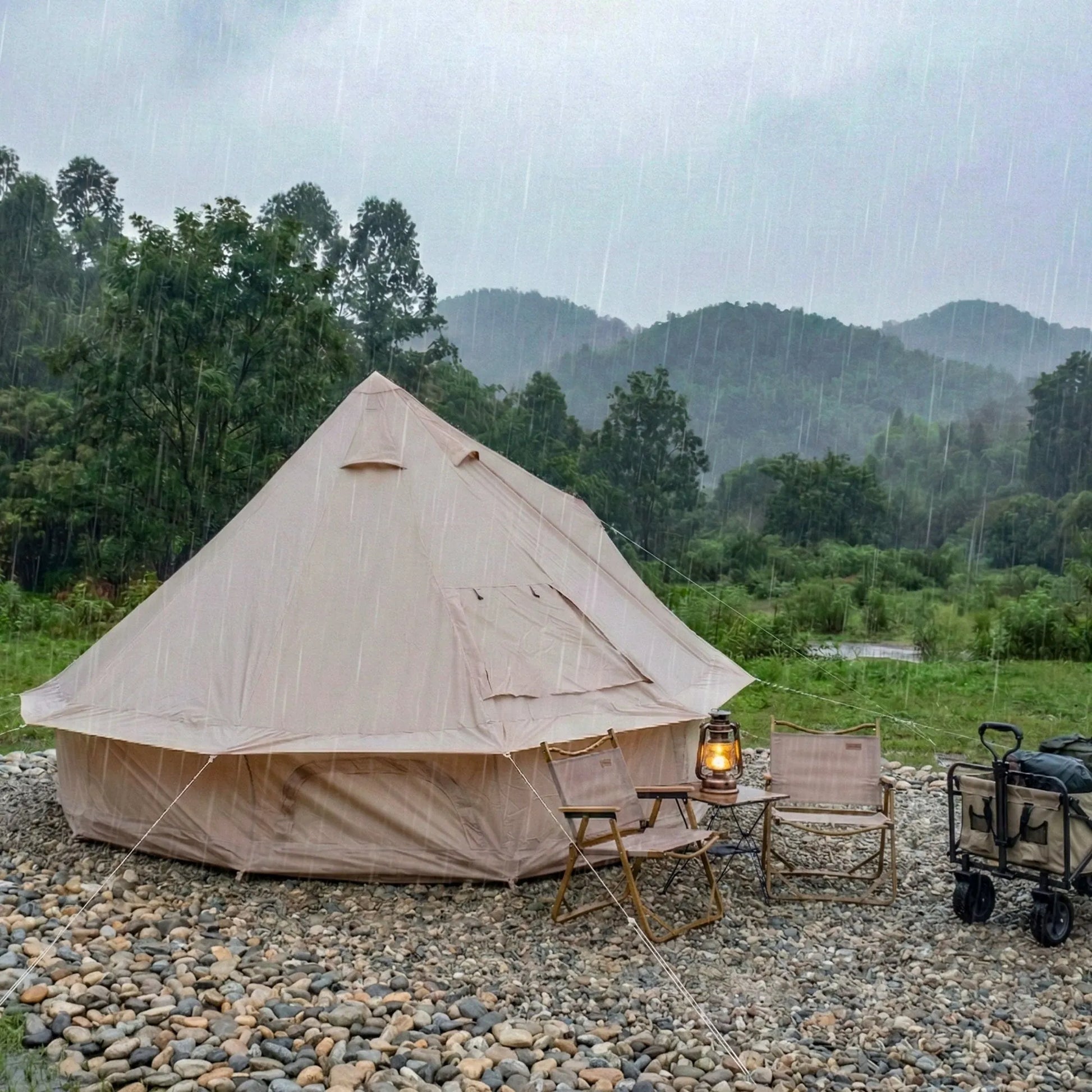 9.8-Foot Four-Season Bell Tent with Stove Jack – Beige – view 6
