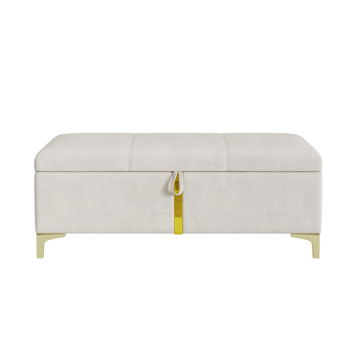 2-Piece Queen Storage Bed and Ottoman Set – Beige Velvet – view 8
