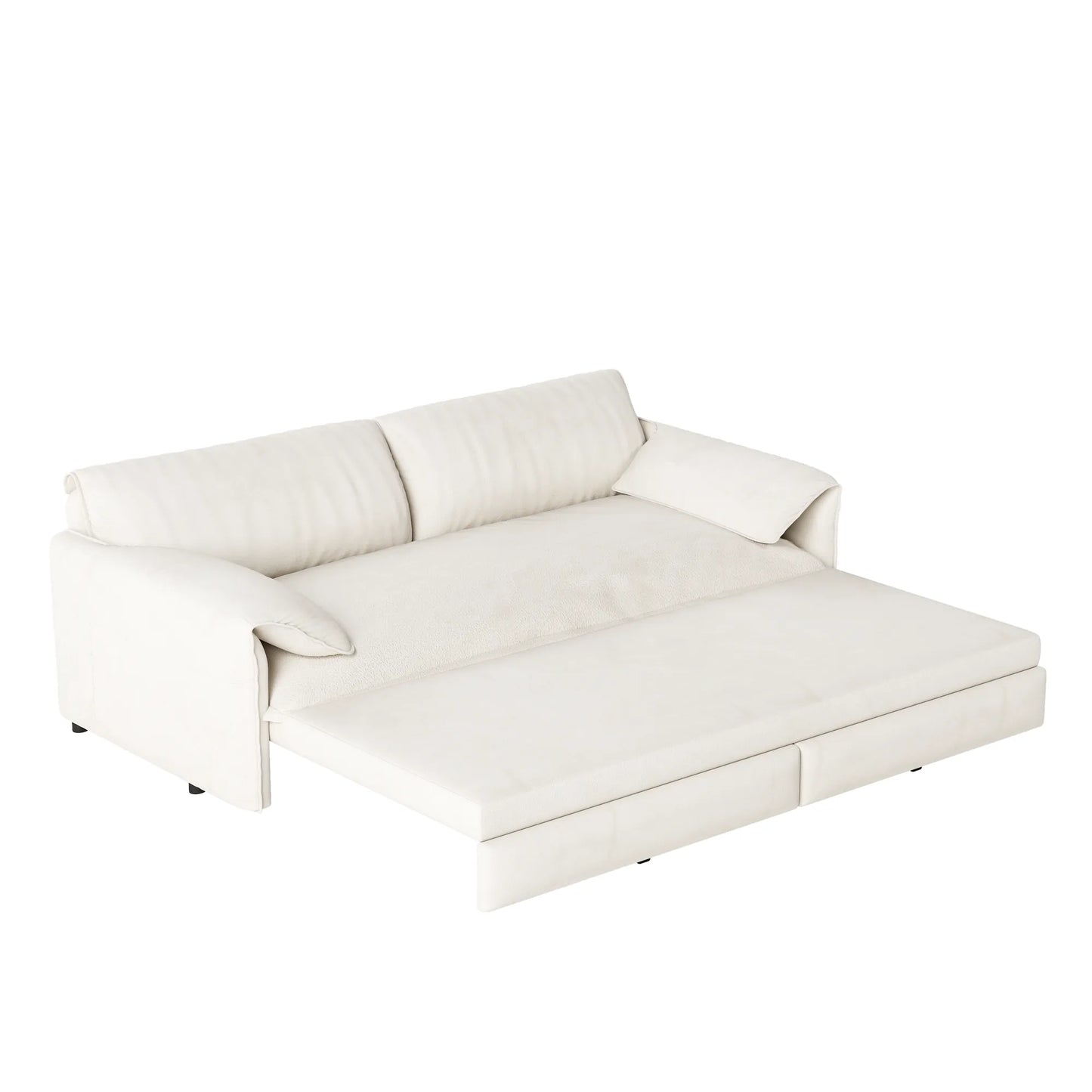 66-Inch Velvet Pull-Out Sofa Bed with Side Storage – Gray – view 10