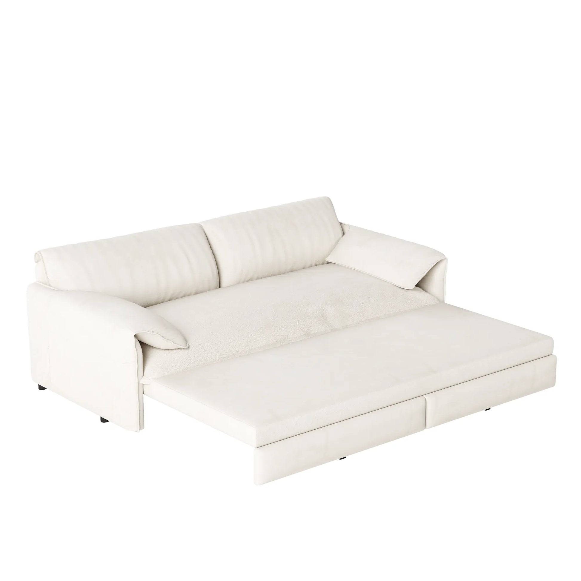 66-Inch Velvet Pull-Out Sofa Bed with Side Storage – Gray – view 10