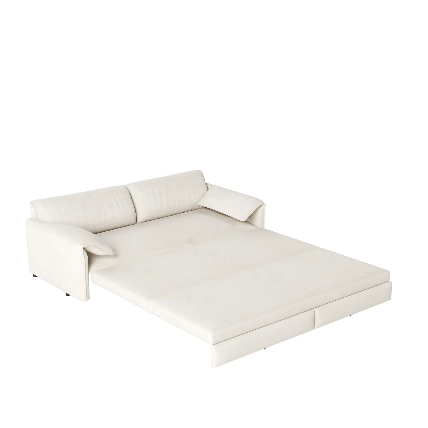 66-Inch Velvet Pull-Out Sofa Bed with Side Storage – Gray – view 11