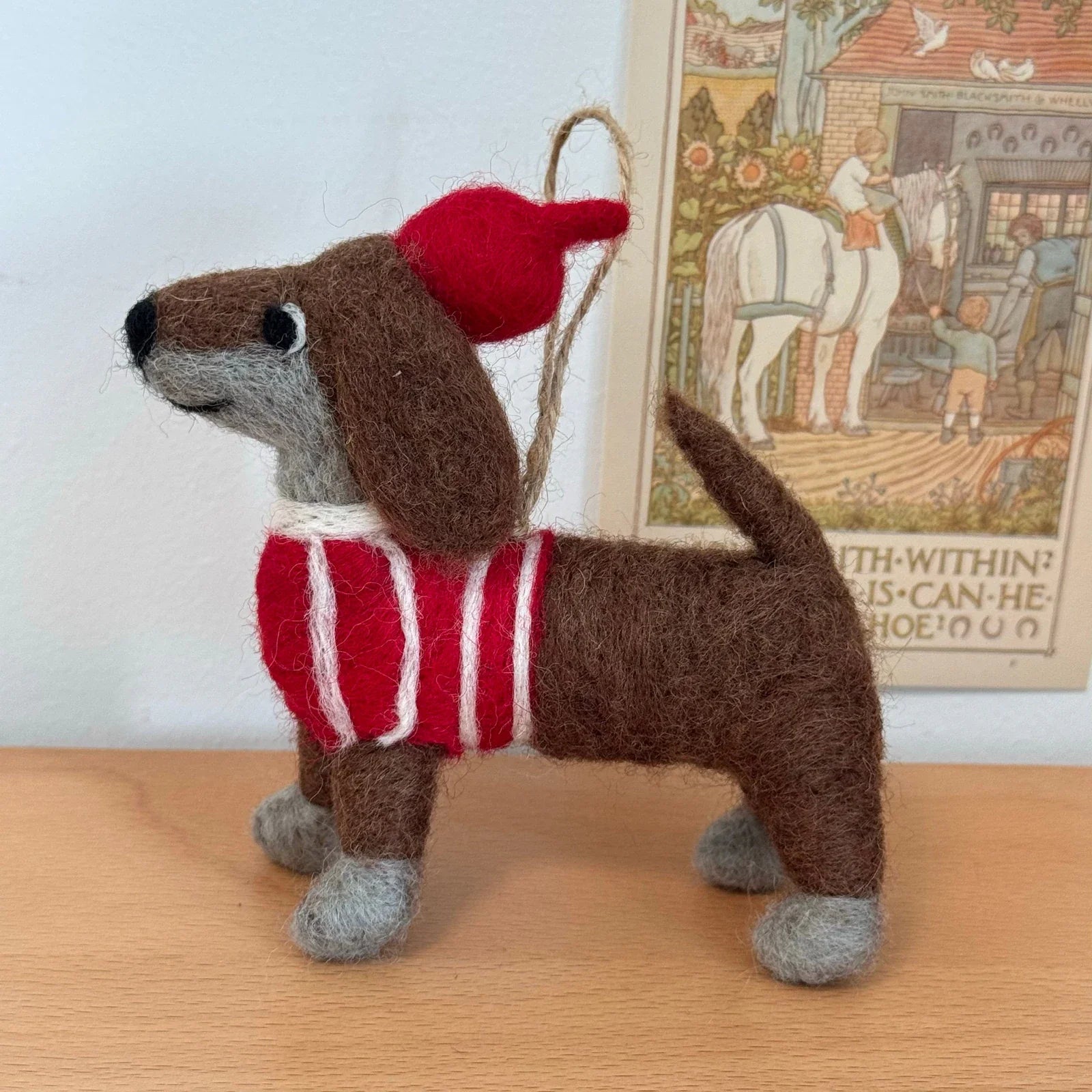 Beret Puppy handmade wool felt keychain and bag charm