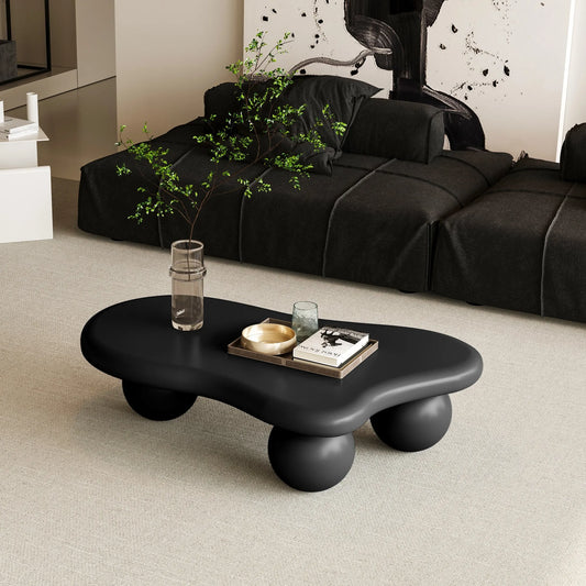 40-Inch Cloud-Shaped MDF Coffee Table – Black – view 1