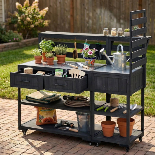 62.3-Inch Outdoor Kitchen Island with Stainless-Steel Top – Black – view 2