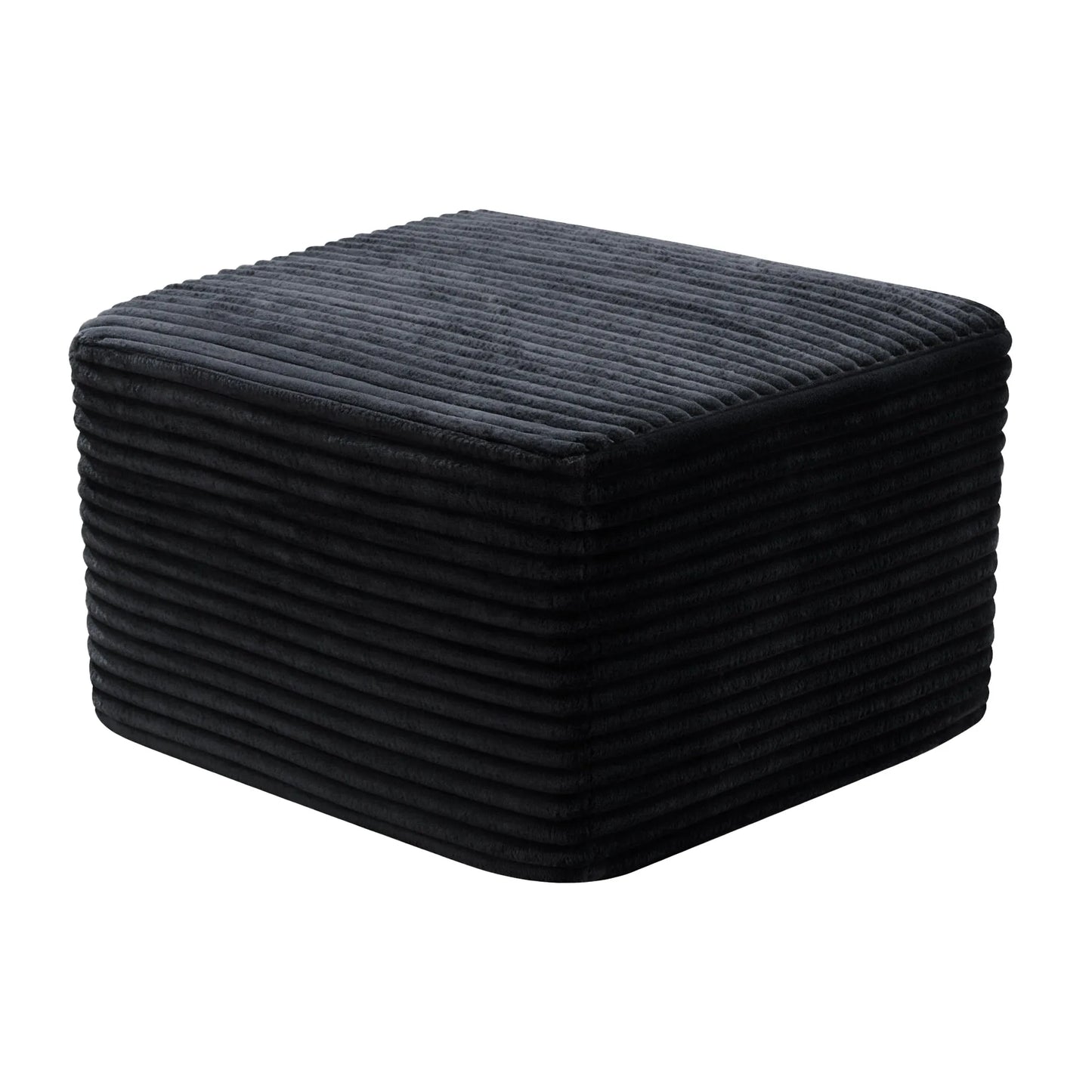 27.6-Inch Corduroy Square Ottoman – Black – view 2