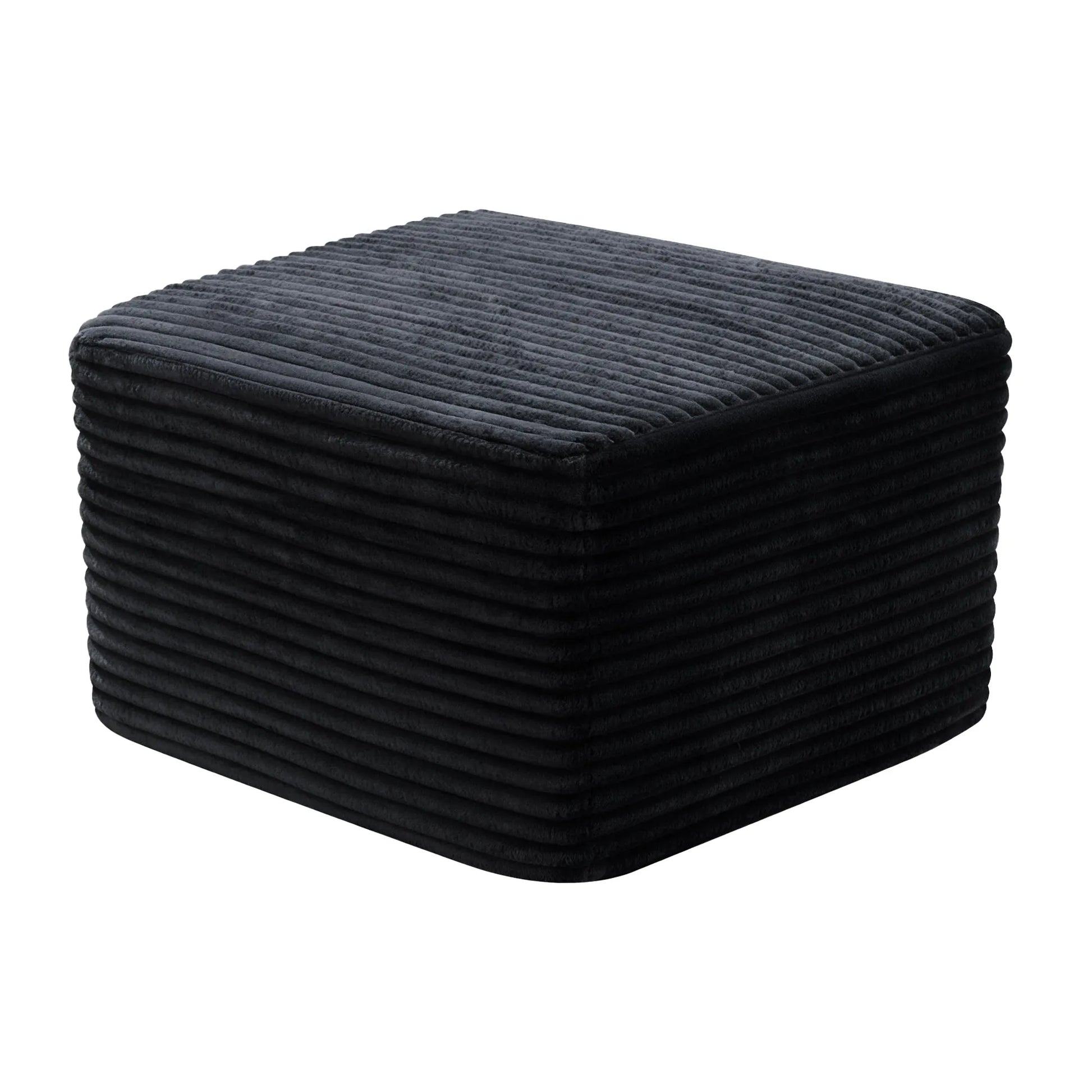 27.6-Inch Corduroy Square Ottoman – Black – view 2
