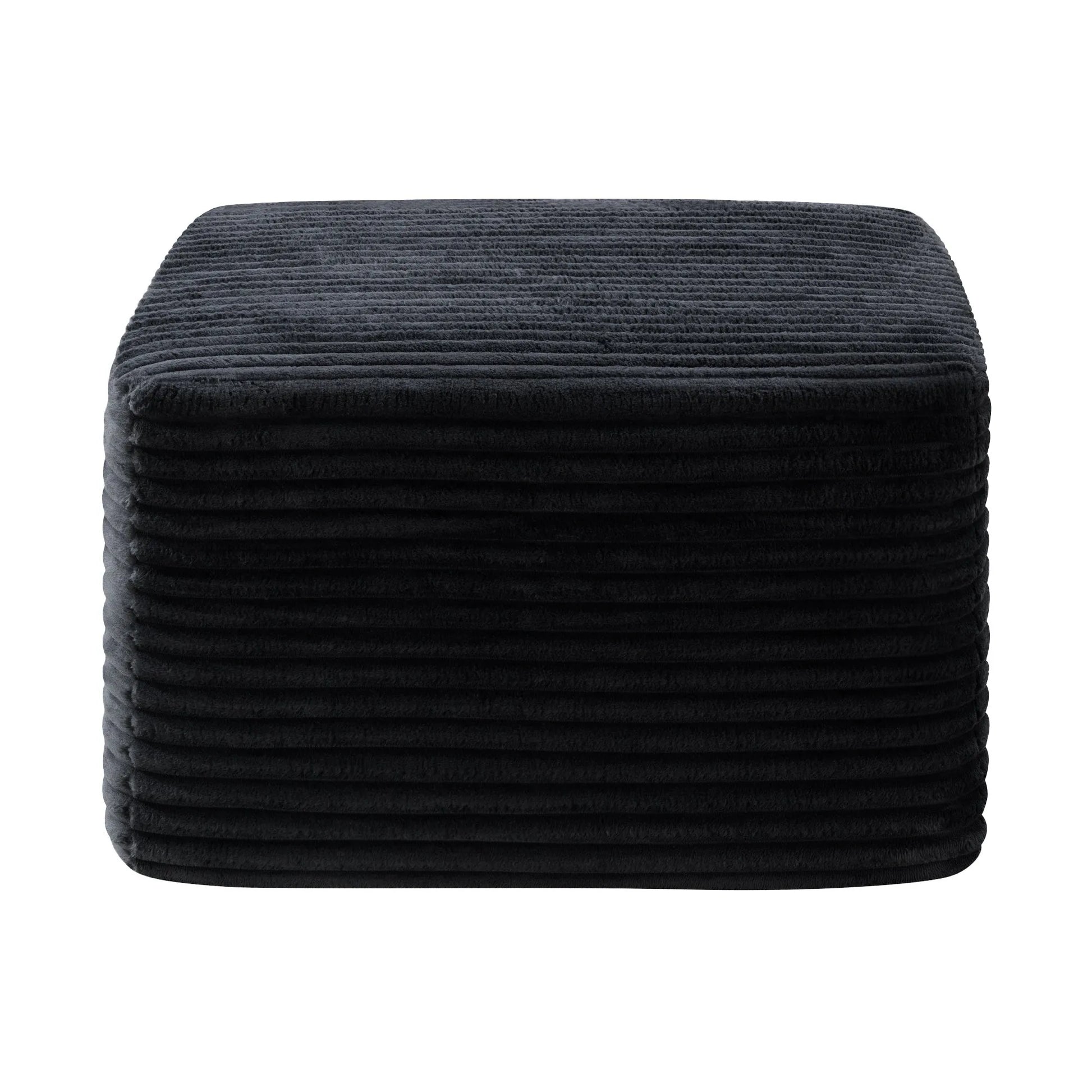 27.6-Inch Corduroy Square Ottoman – Black – view 3