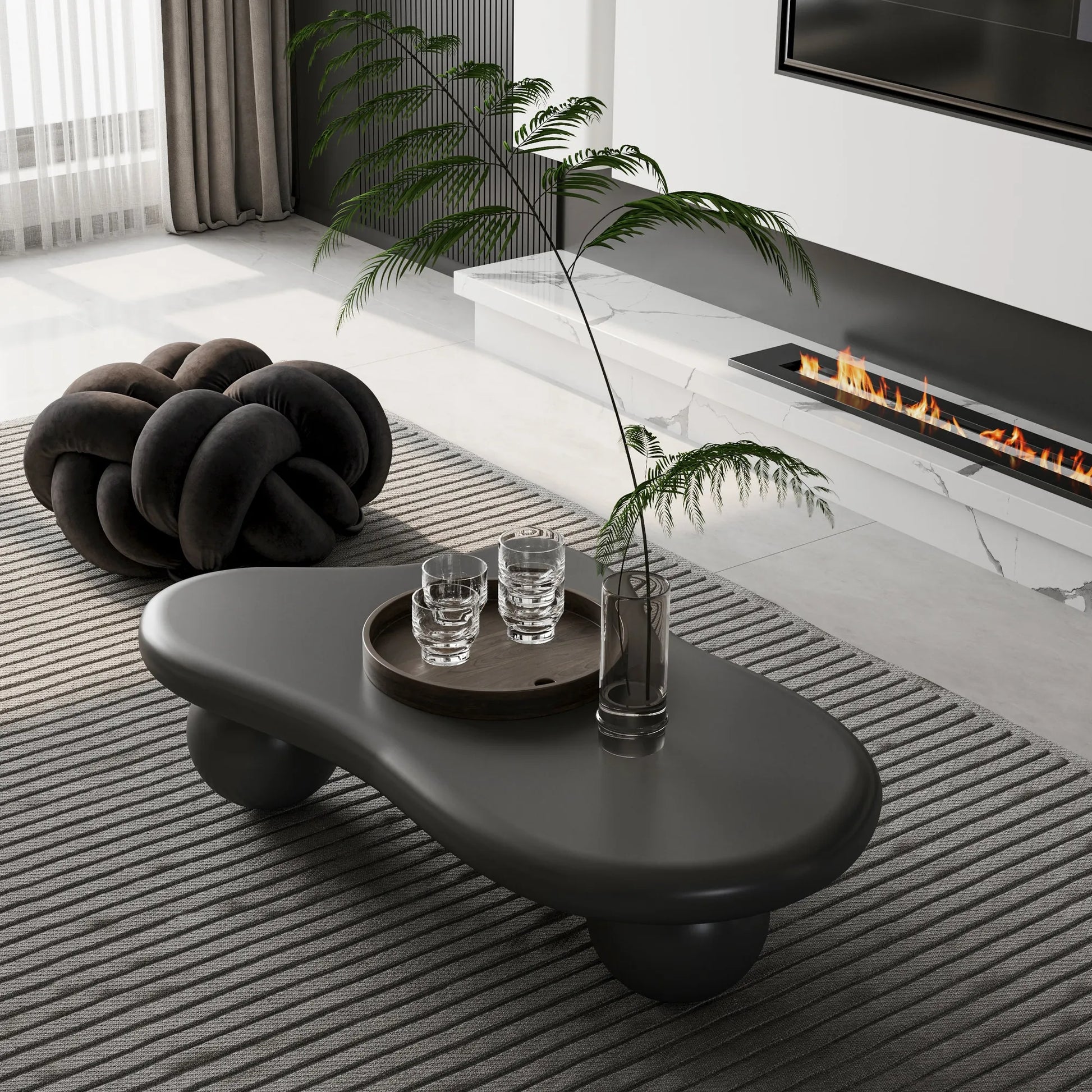 40-Inch Cloud-Shaped MDF Coffee Table – Black – view 4