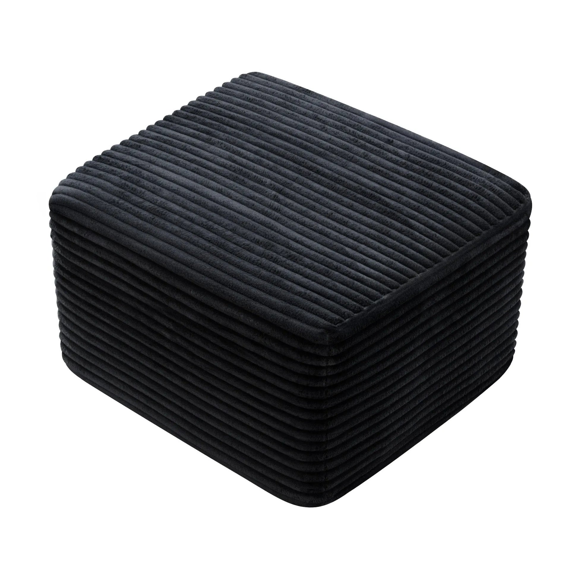 27.6-Inch Corduroy Square Ottoman – Black – view 4