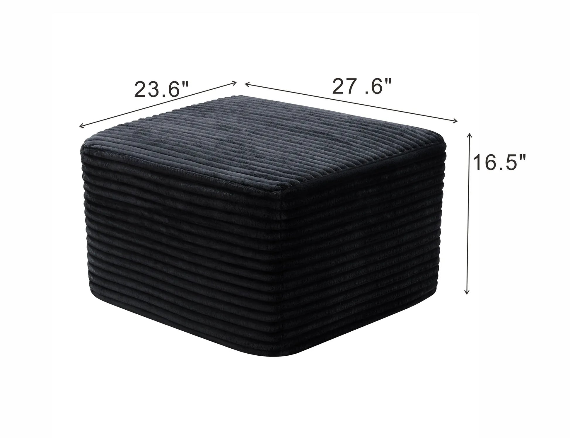 27.6-Inch Corduroy Square Ottoman – Black – view 5