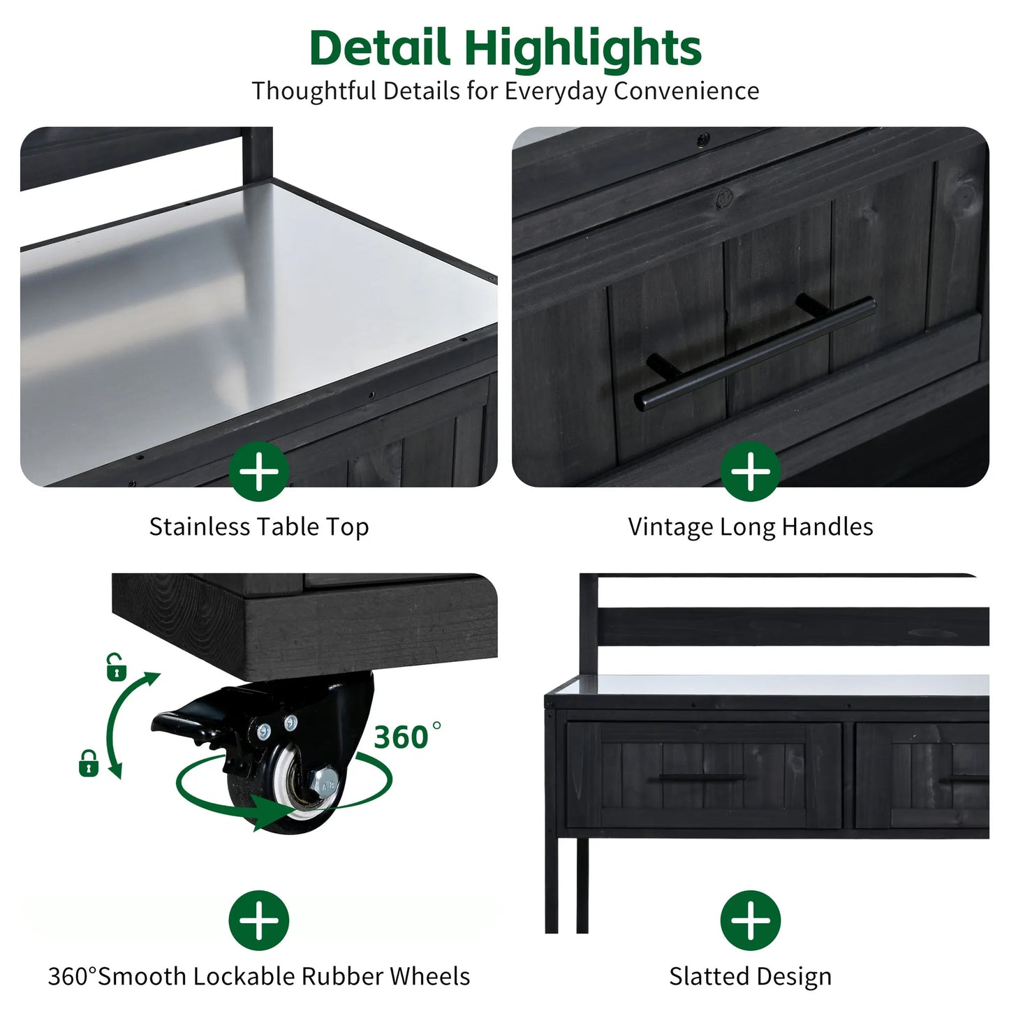 62.3-Inch Outdoor Kitchen Island with Stainless-Steel Top – Black – view 6