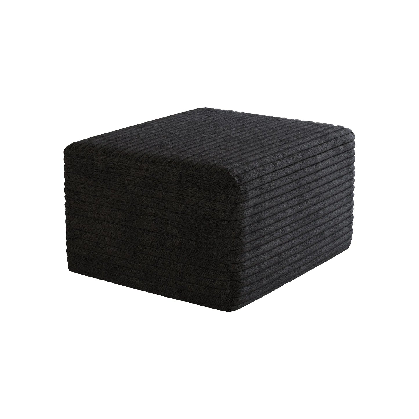 Corduroy Cube Ottoman, No Assembly Required – Black – view 6