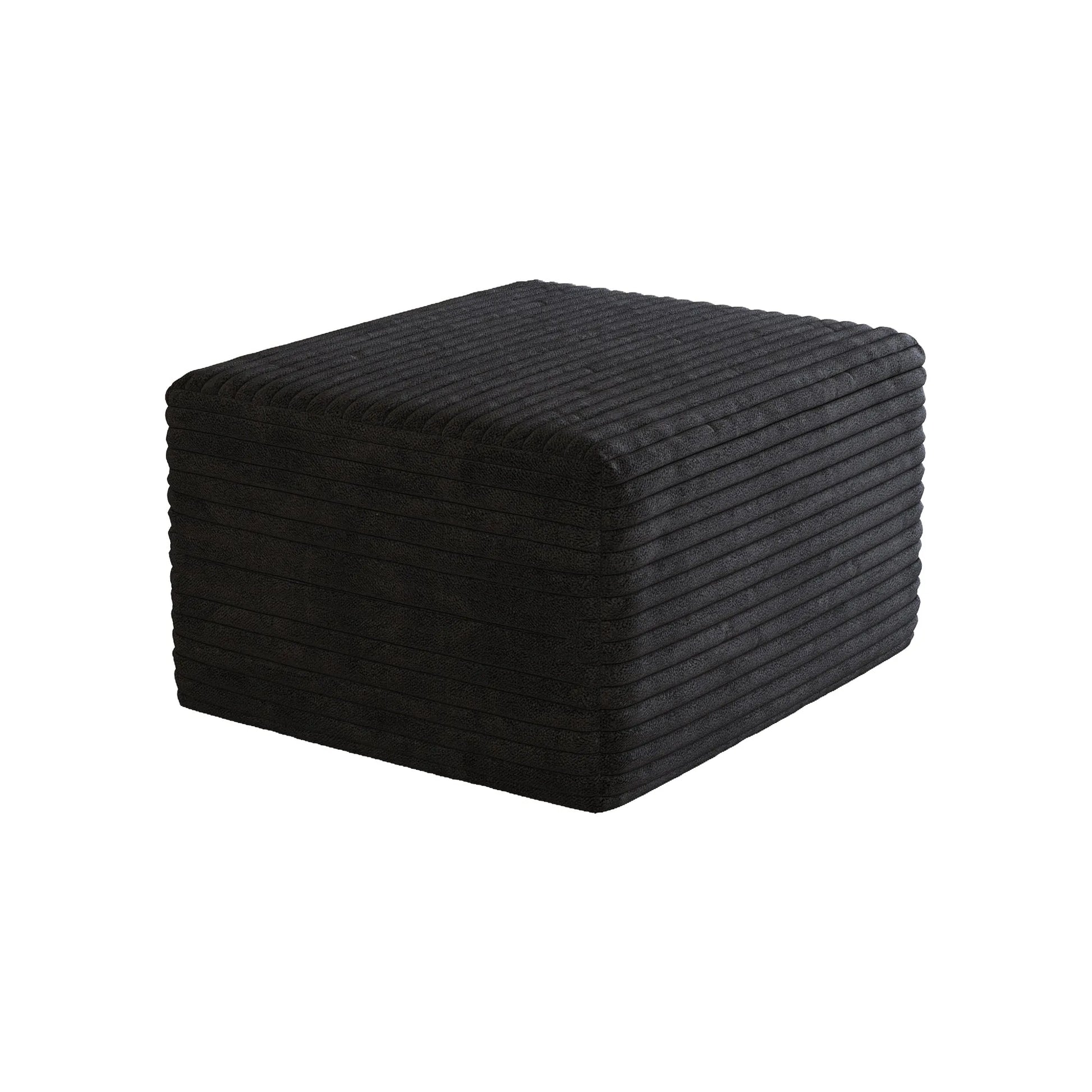 Corduroy Cube Ottoman, No Assembly Required – Black – view 6