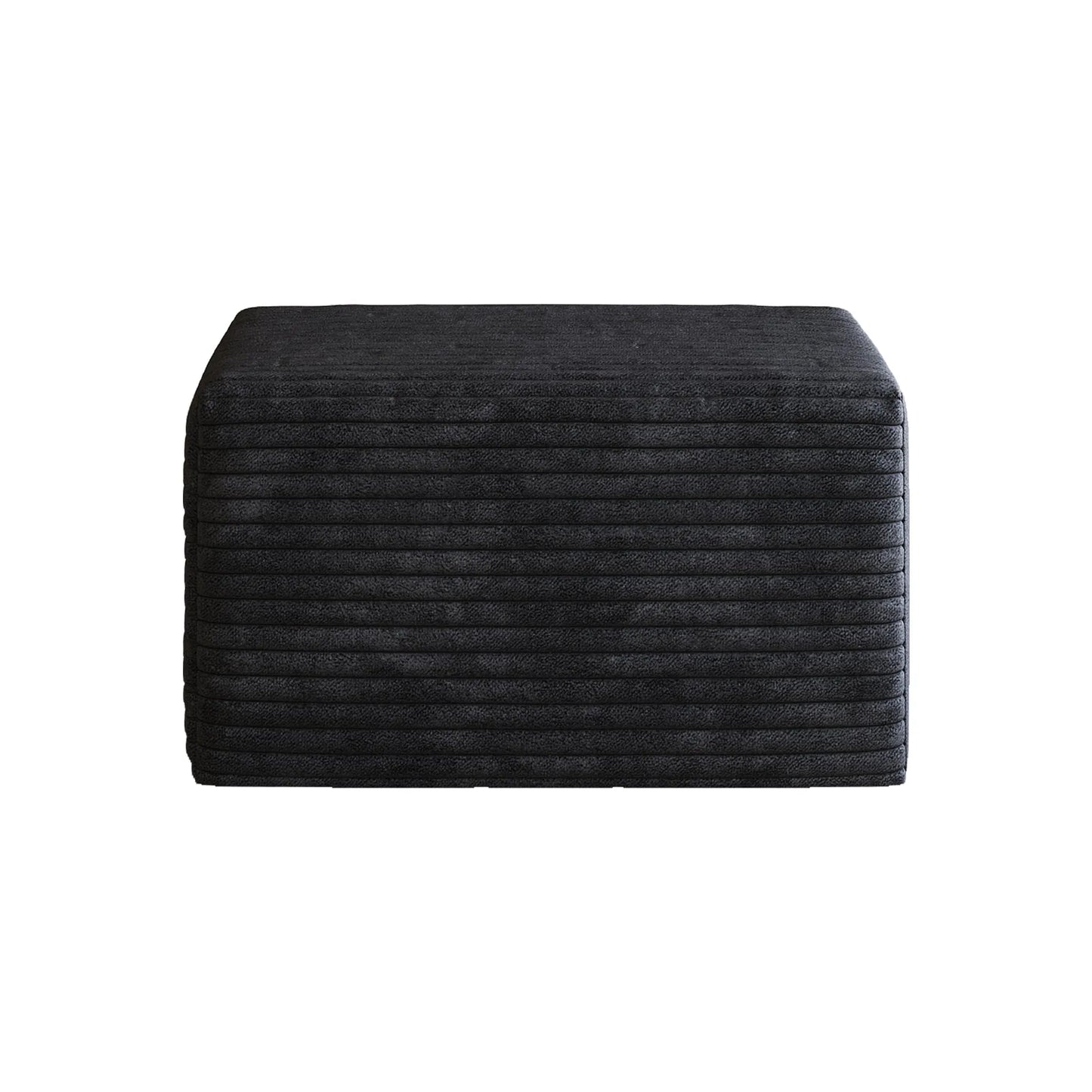 Corduroy Cube Ottoman, No Assembly Required – Black – view 7