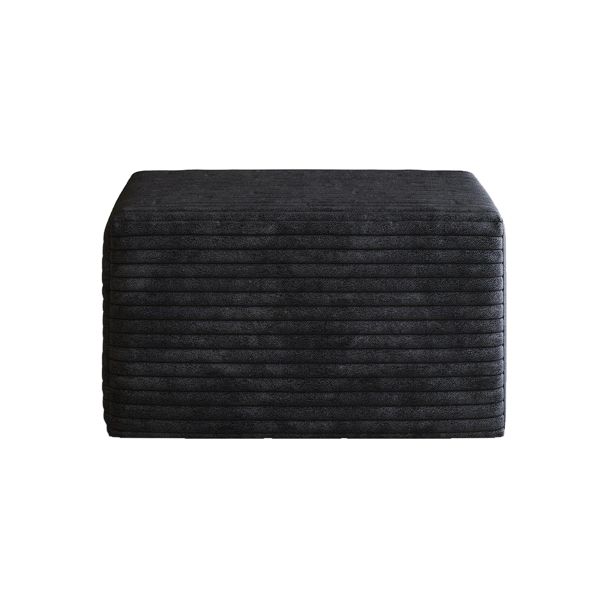 Corduroy Cube Ottoman, No Assembly Required – Black – view 7