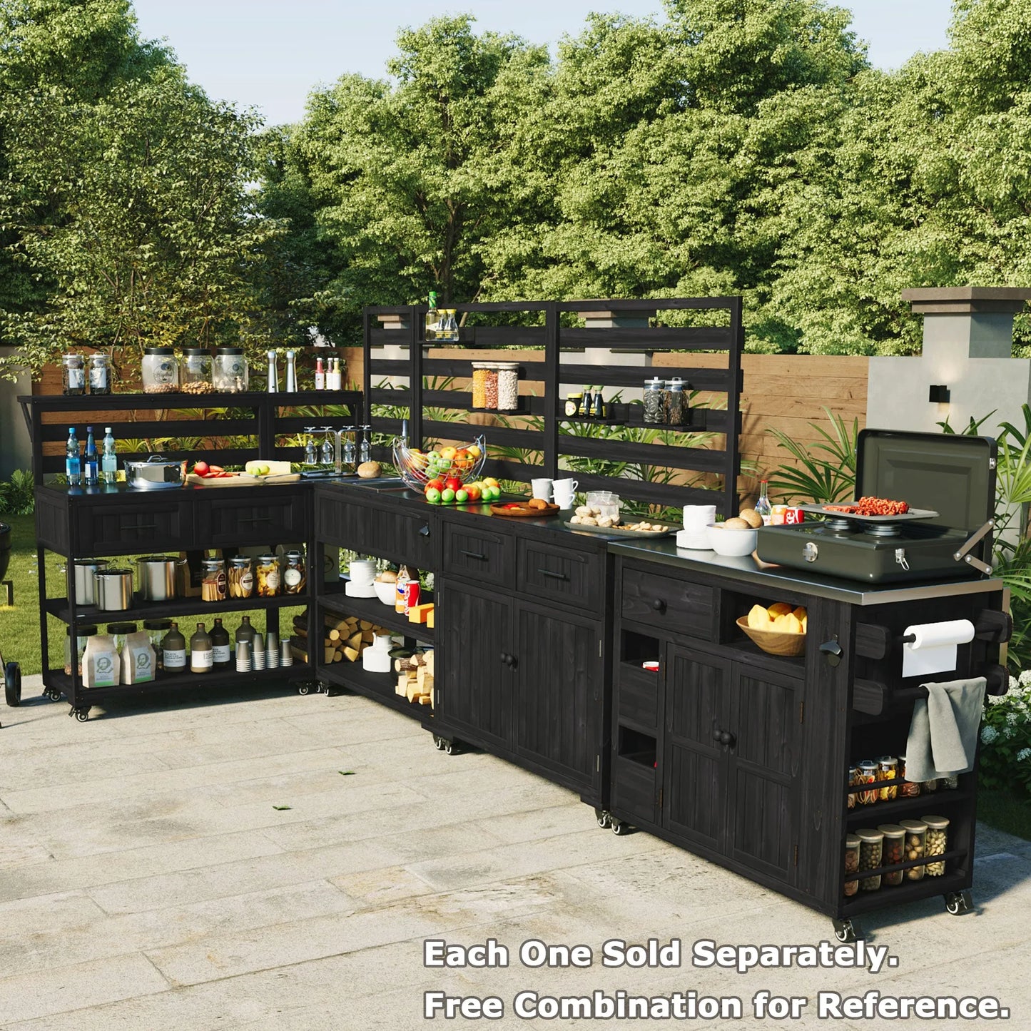 62.3-Inch Outdoor Kitchen Island with Stainless-Steel Top – Black – view 8