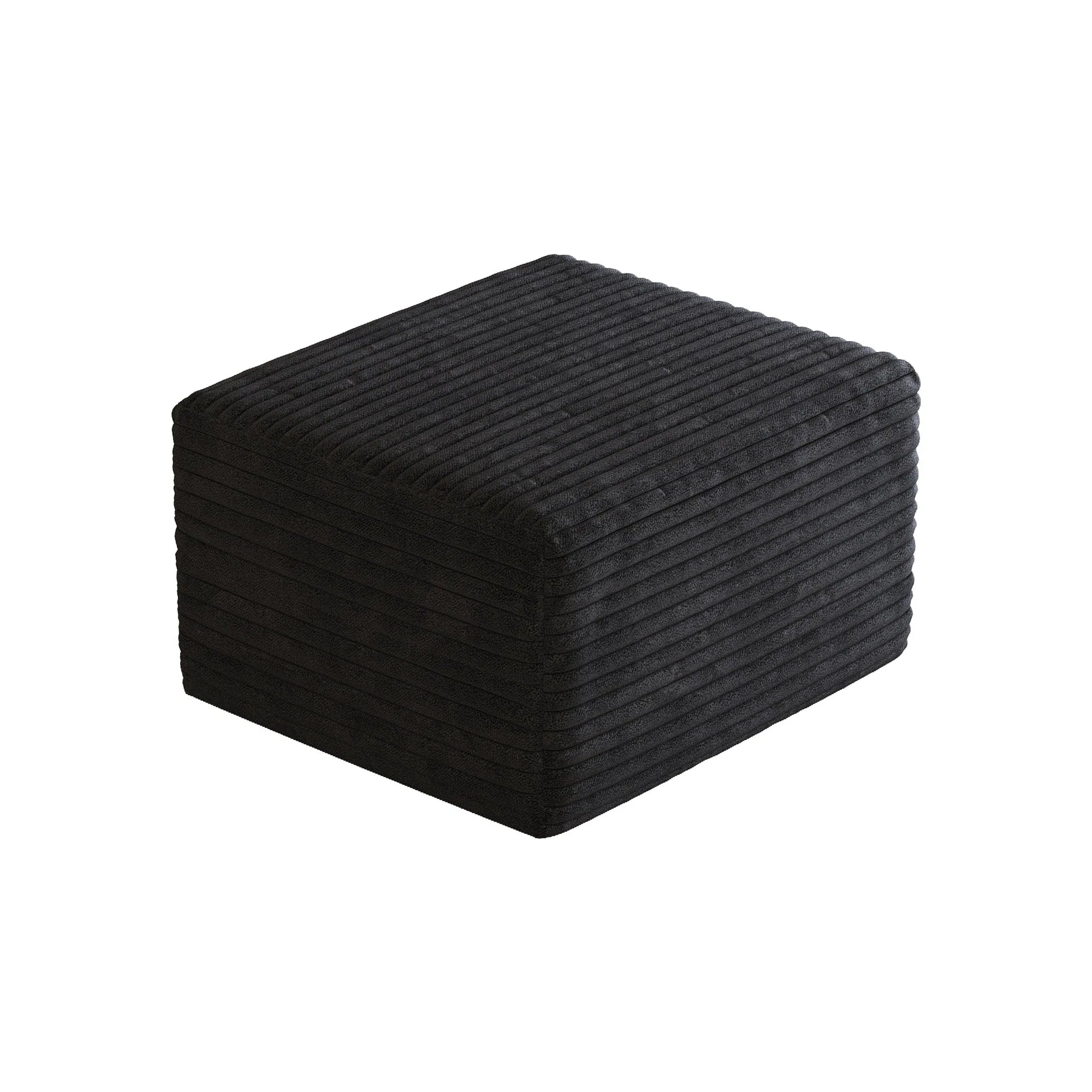 Corduroy Cube Ottoman, No Assembly Required – Black – view 8