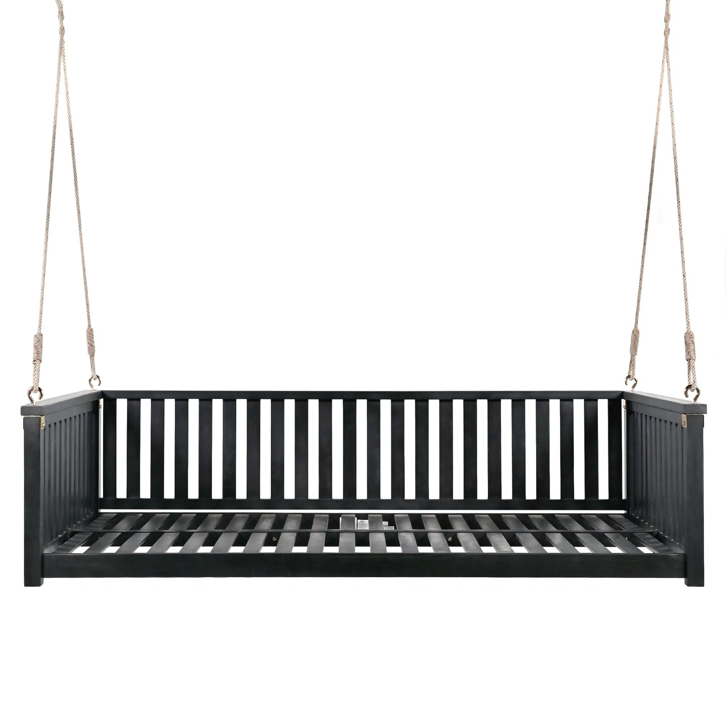 Acacia Wood Twin-Size Porch Swing Bed – Black – view 8