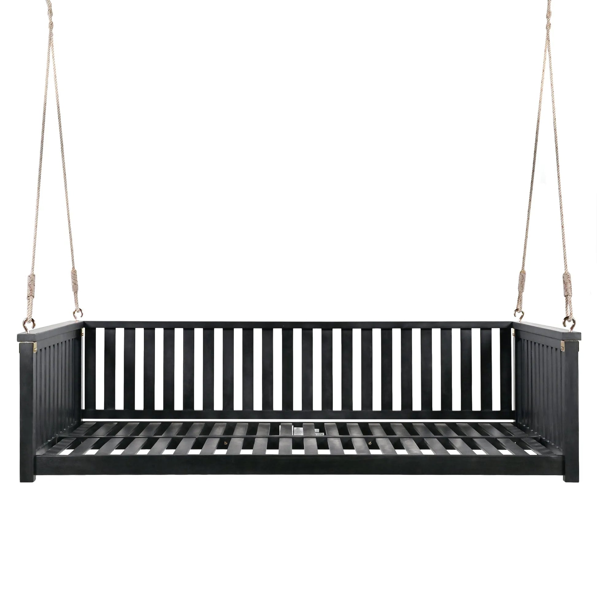 Acacia Wood Twin-Size Porch Swing Bed – Black – view 8