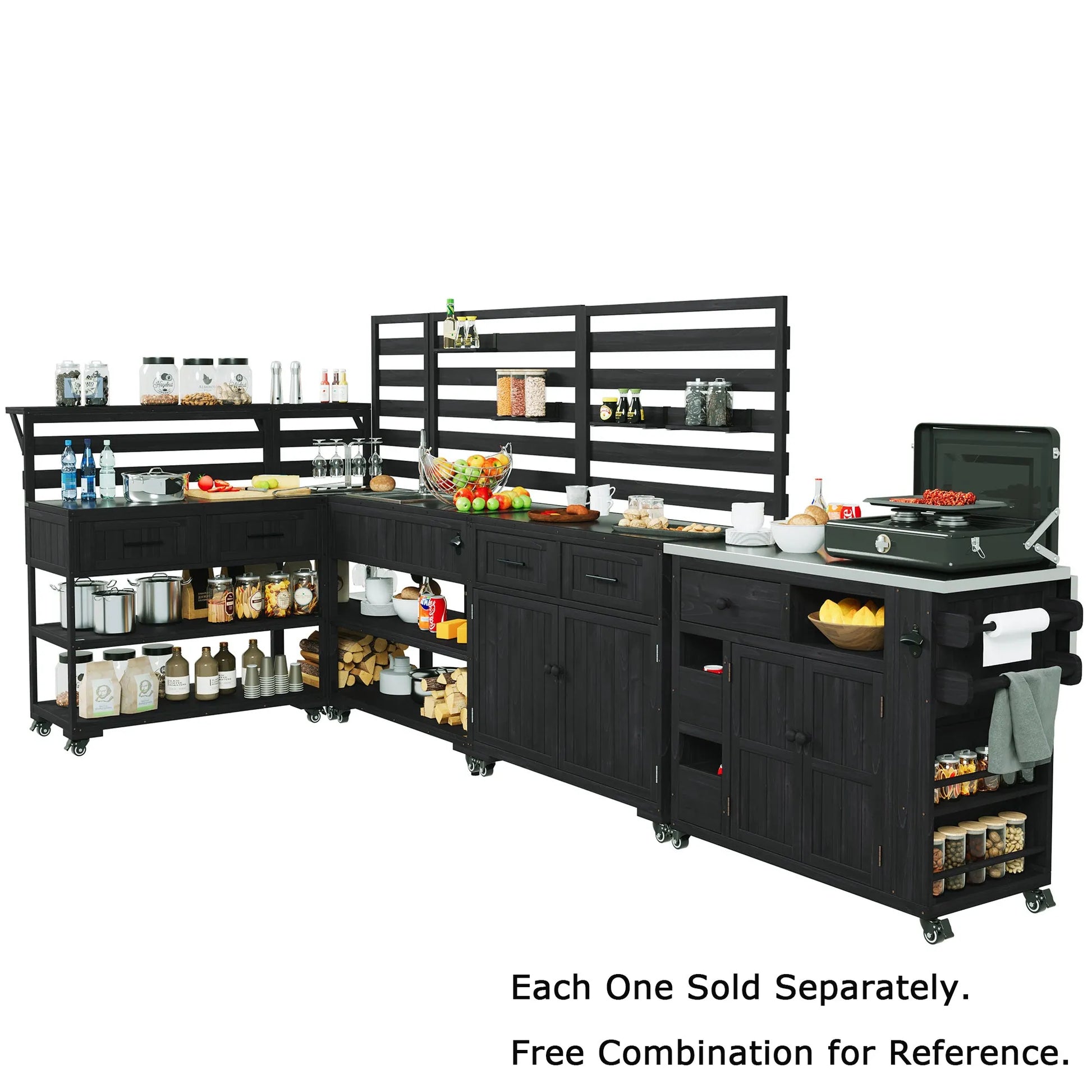 62.3-Inch Outdoor Kitchen Island with Stainless-Steel Top – Black – view 9