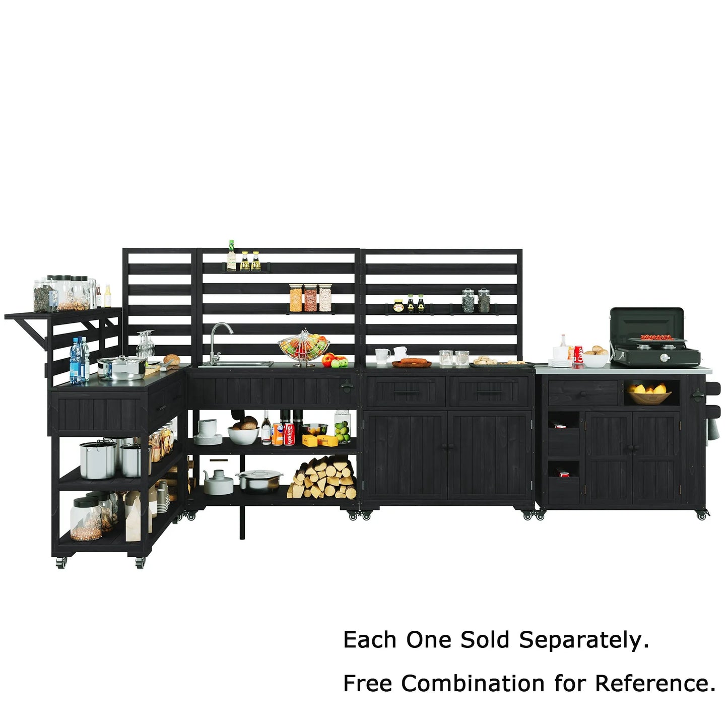 62.3-Inch Outdoor Kitchen Island with Stainless-Steel Top – Black – view 10
