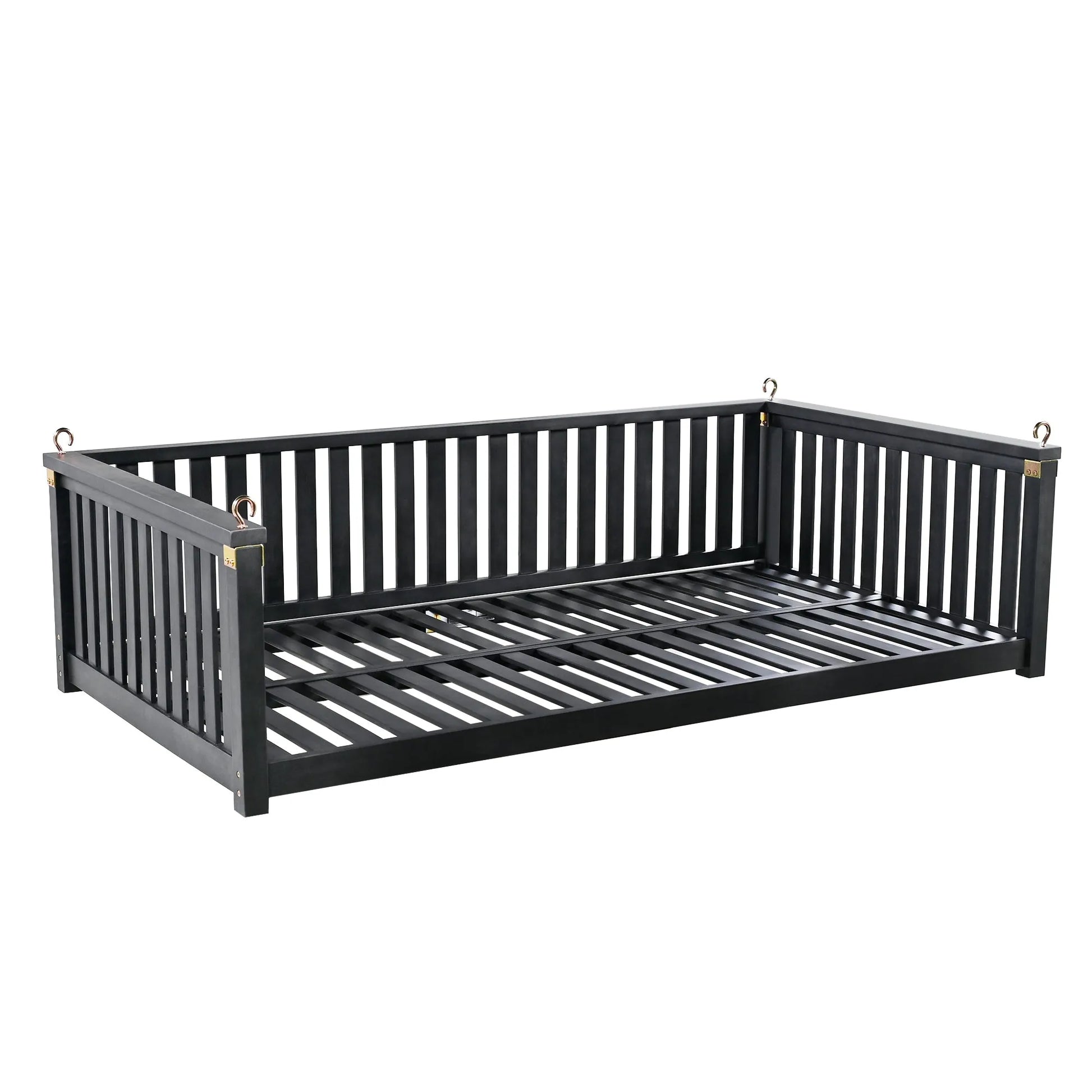 Acacia Wood Twin-Size Porch Swing Bed – Black – view 12