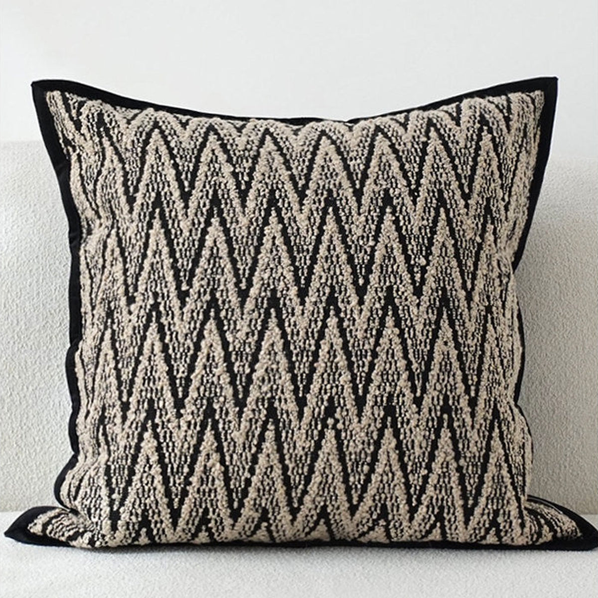 Black and brown square herringbone cushion