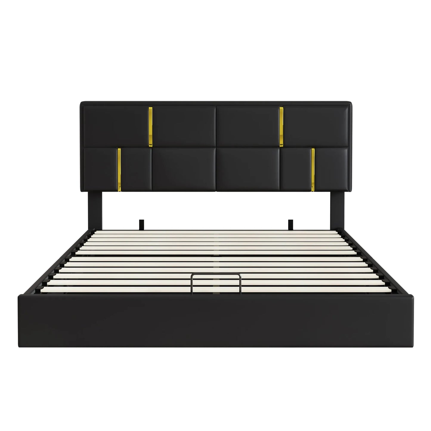 2-Piece Queen Storage Bed and Ottoman Set – Black PU Leather – view 3