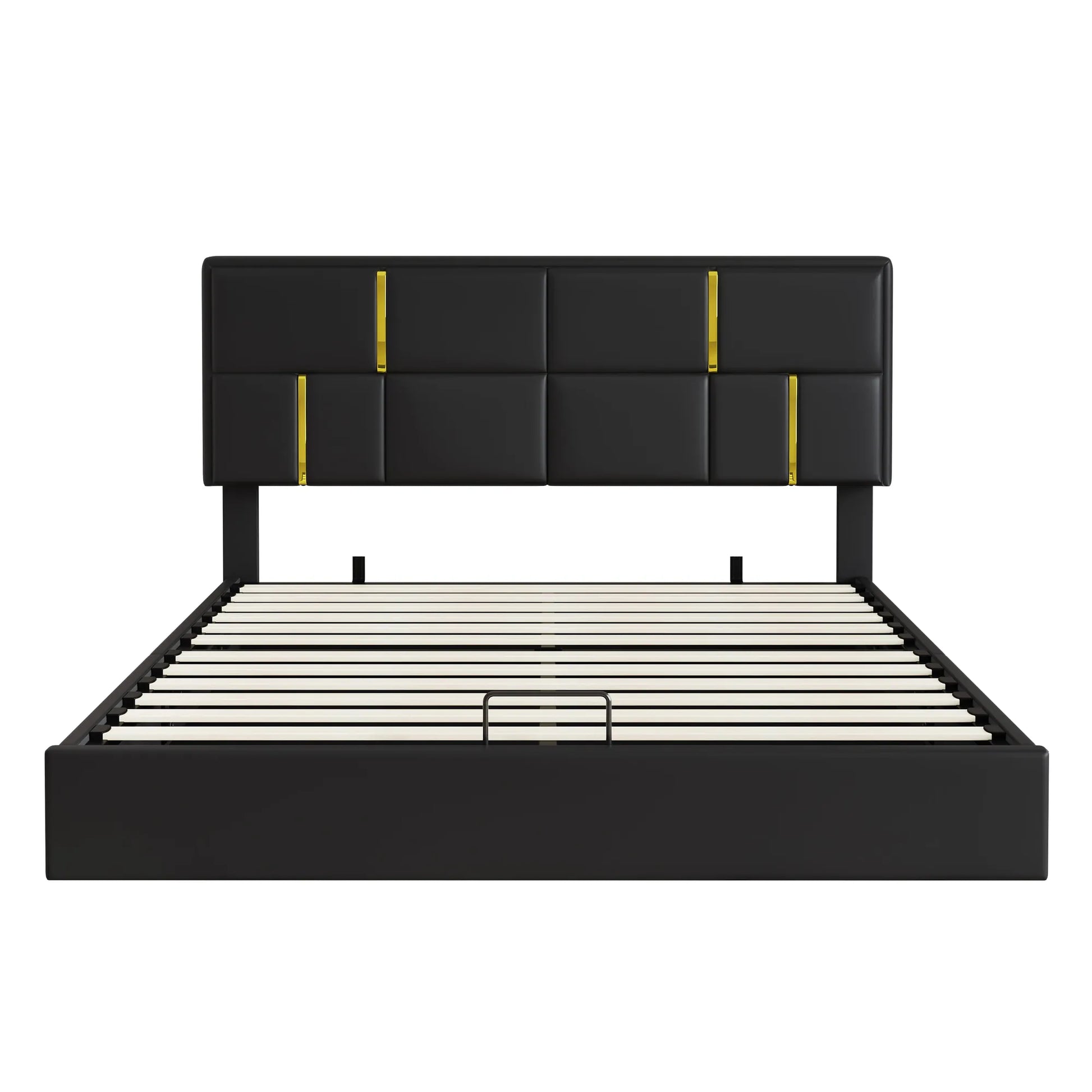 2-Piece Queen Storage Bed and Ottoman Set – Black PU Leather – view 3