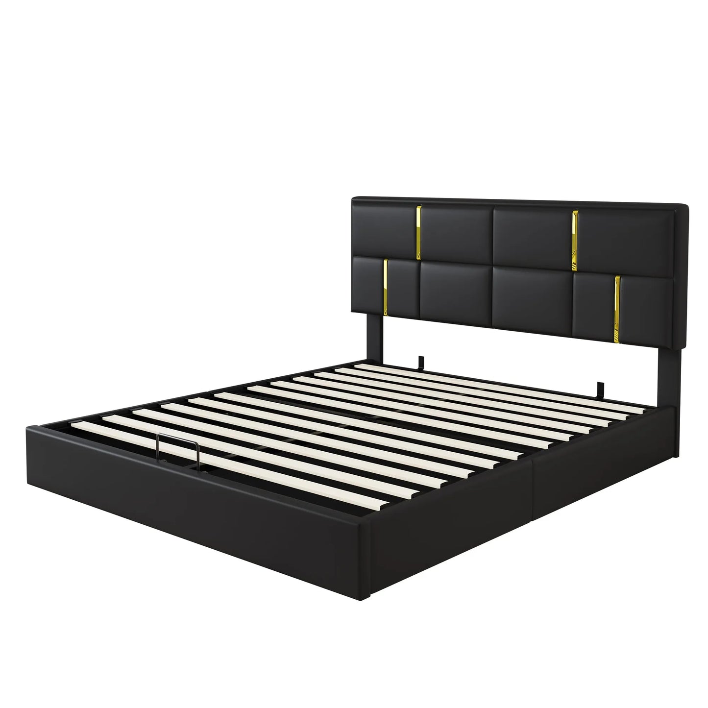 2-Piece Queen Storage Bed and Ottoman Set – Black PU Leather – view 4