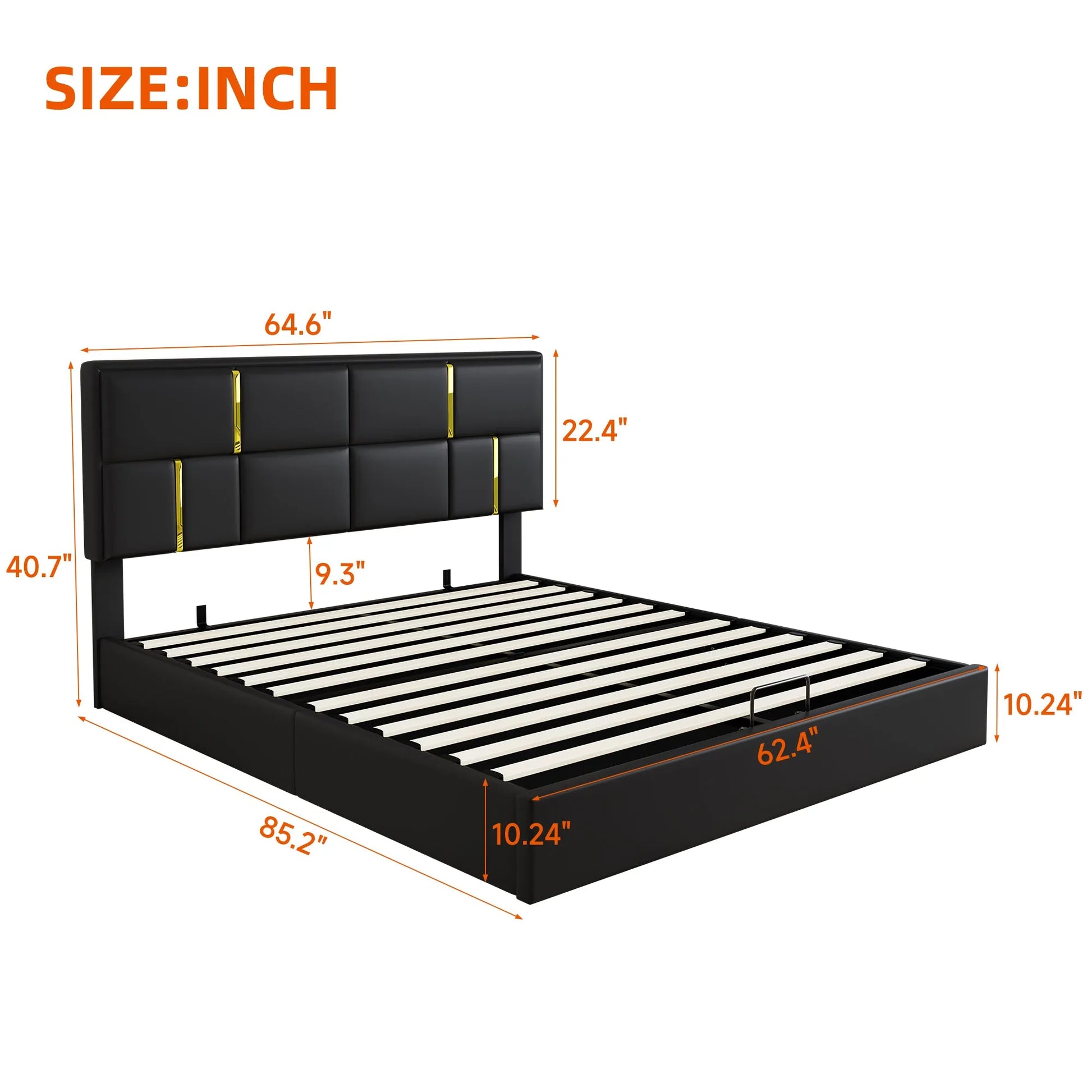 2-Piece Queen Storage Bed and Ottoman Set – Black PU Leather – view 6