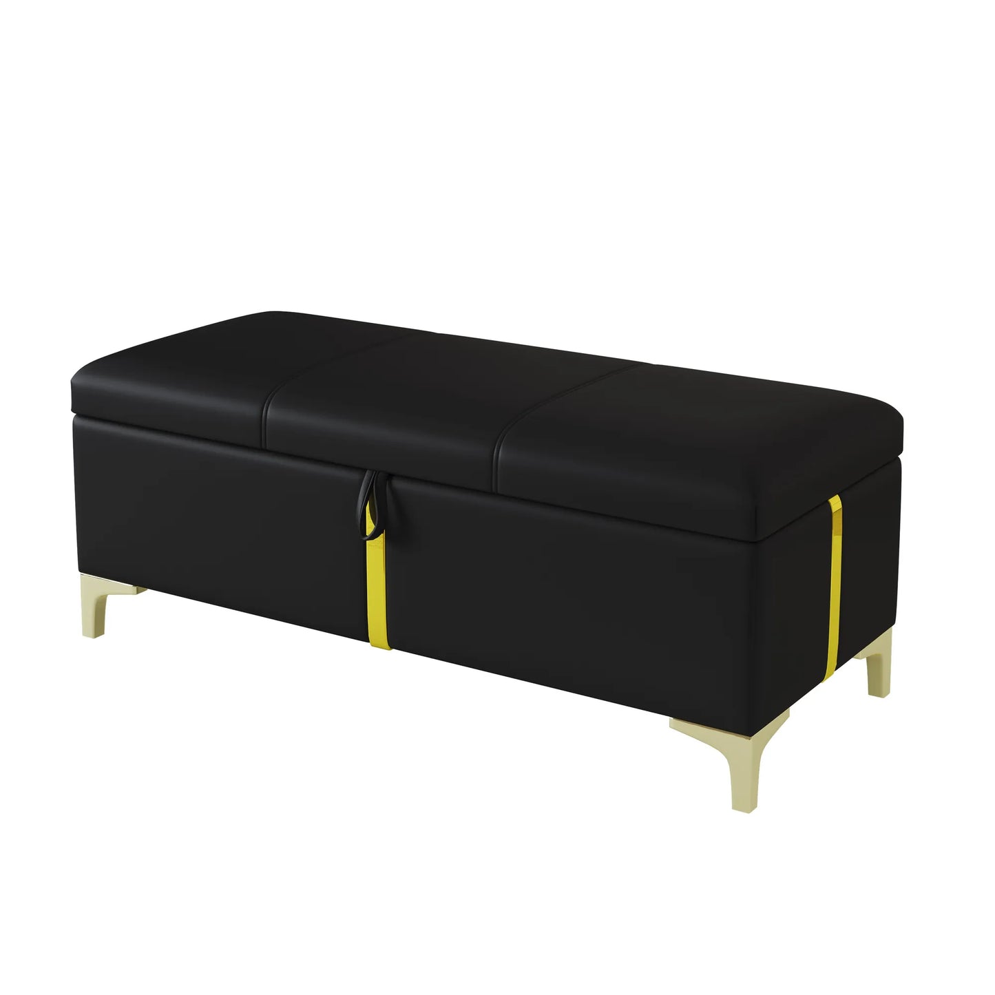 2-Piece Queen Storage Bed and Ottoman Set – Black PU Leather – view 7