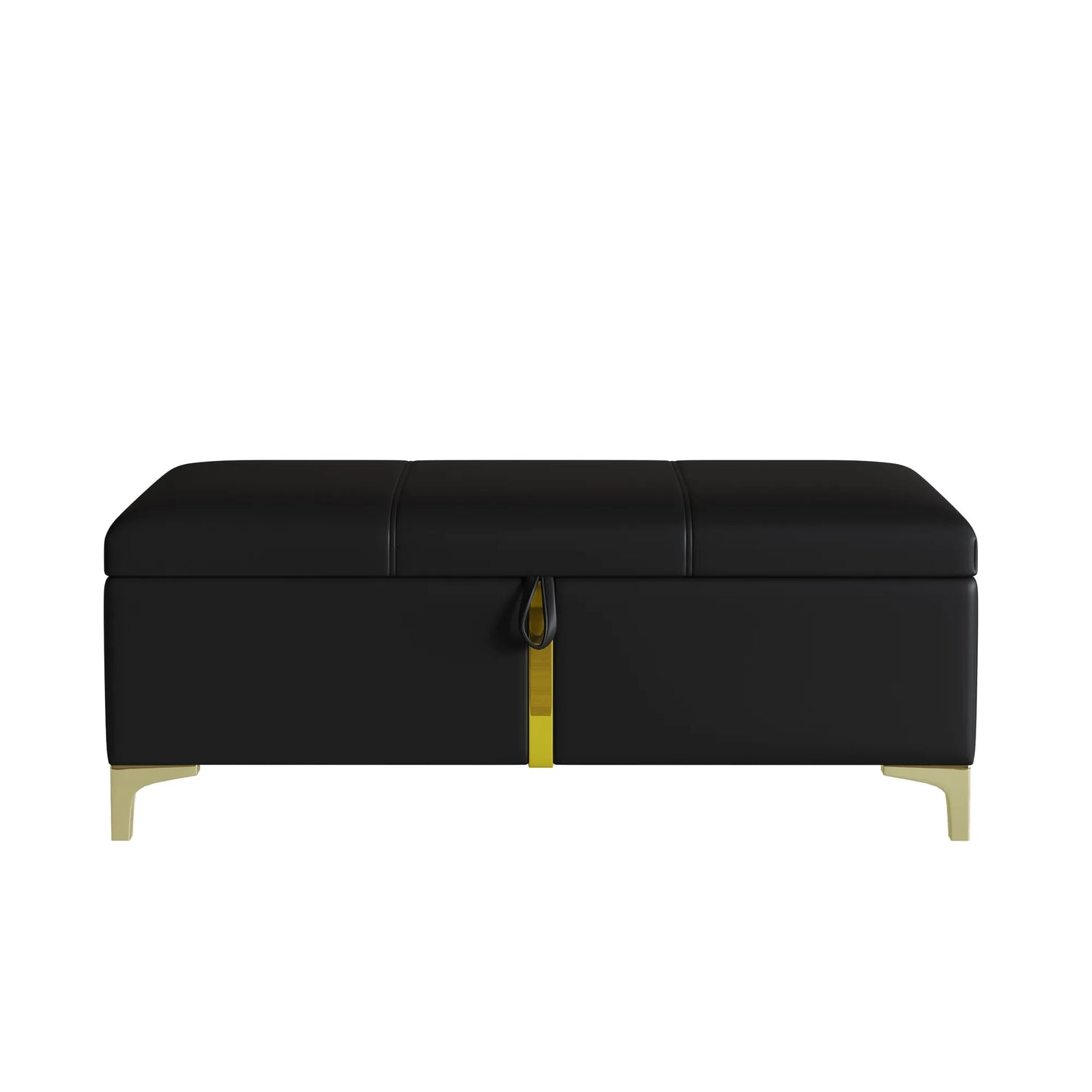 2-Piece Queen Storage Bed and Ottoman Set – Black PU Leather – view 8