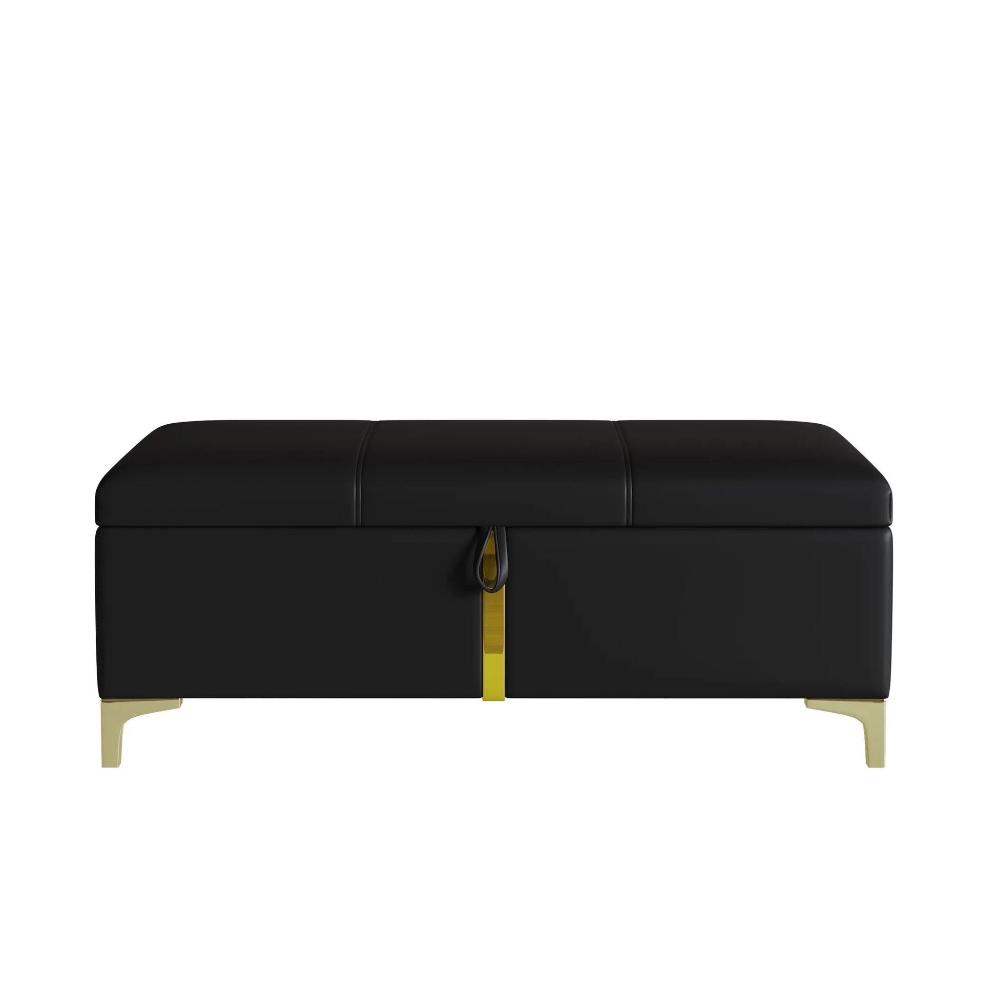 2-Piece Queen Storage Bed and Ottoman Set – Black PU Leather – view 8