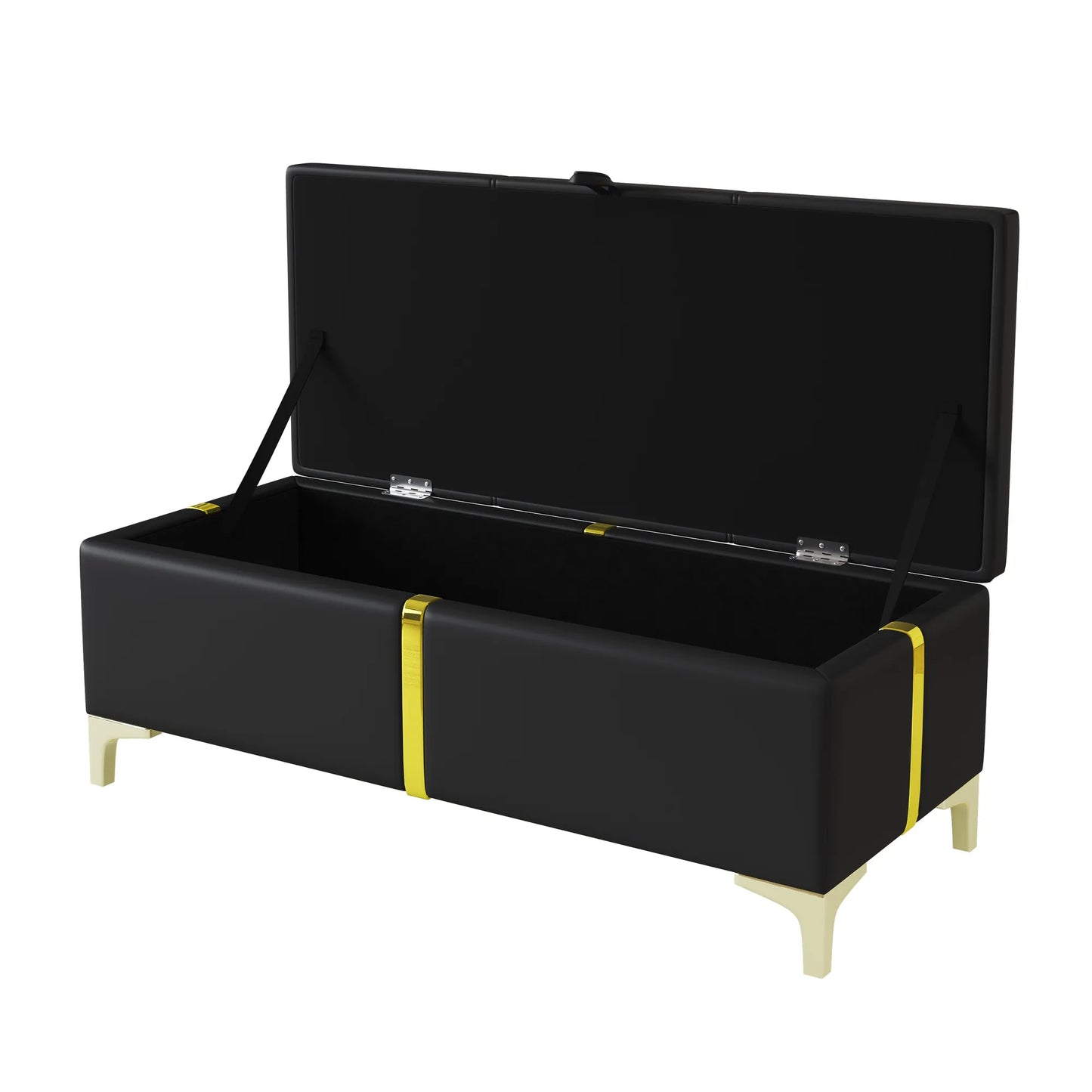 2-Piece Queen Storage Bed and Ottoman Set – Black PU Leather – view 9