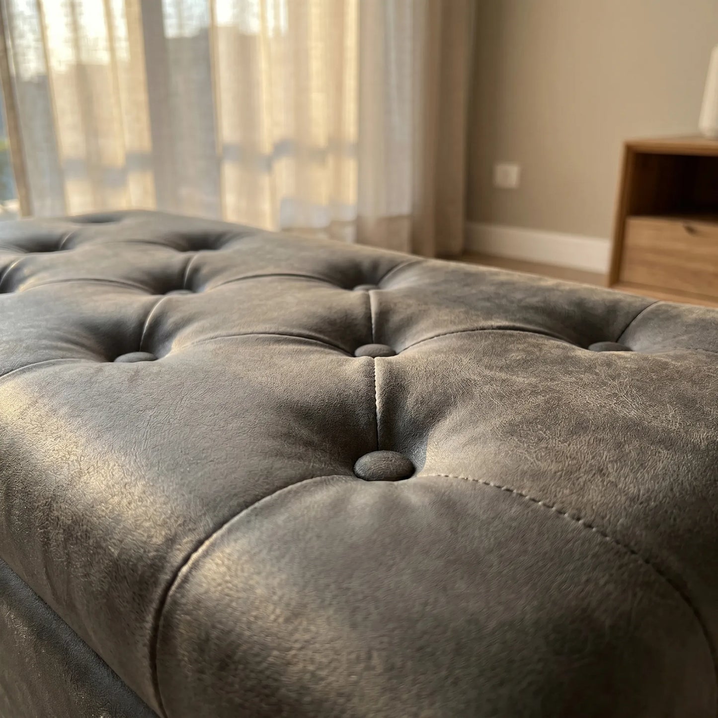 32-Inch Upholstered Storage Ottoman Bench with Built-In Tray – Black Snowflake Velvet – view 7
