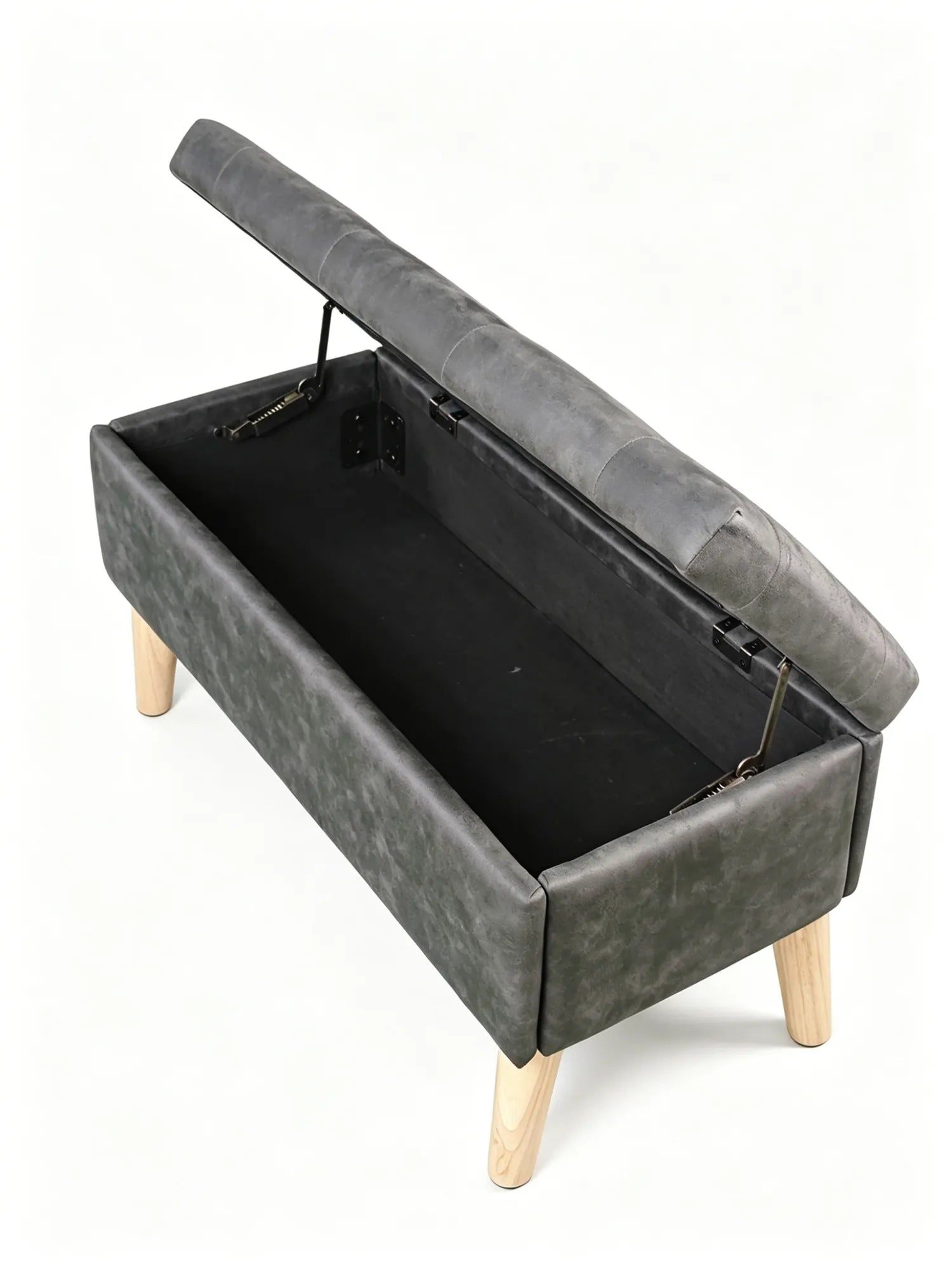 32-Inch Upholstered Storage Ottoman Bench with Built-In Tray – Black Snowflake Velvet – view 9