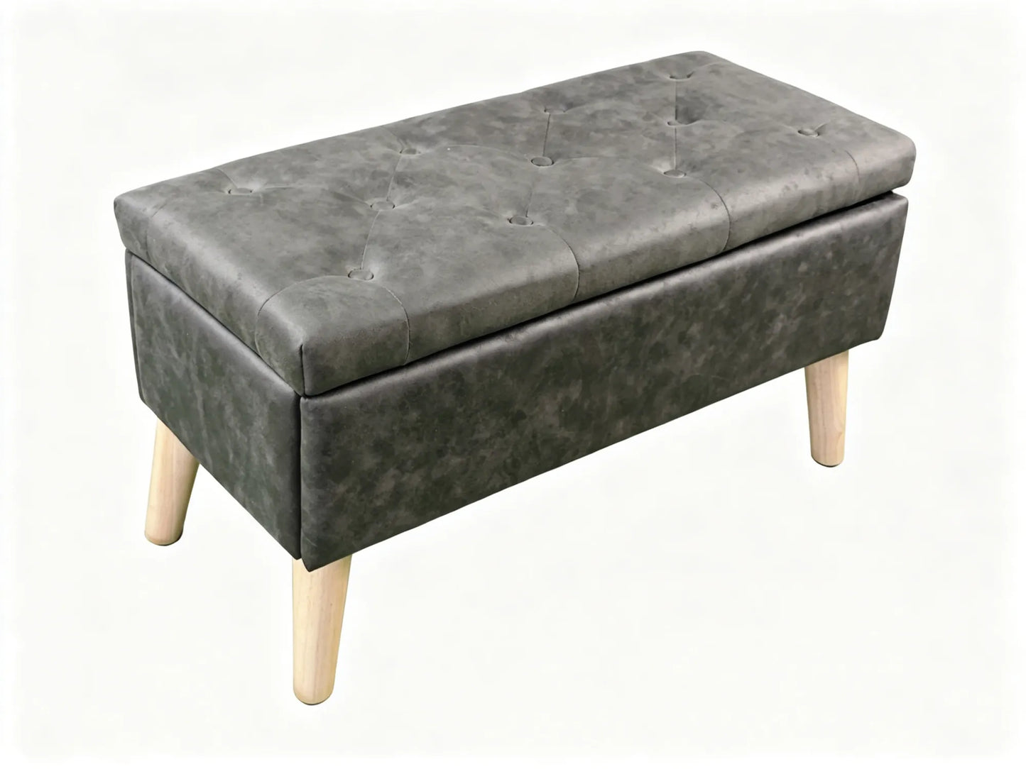 32-Inch Upholstered Storage Ottoman Bench with Built-In Tray – Black Snowflake Velvet – view 11
