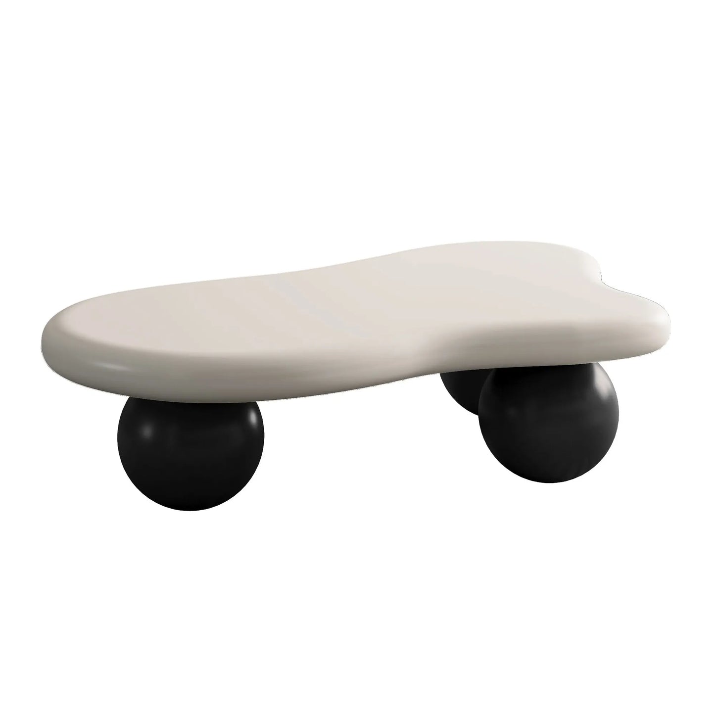 40-Inch Cloud-Shaped MDF Coffee Table – White Top / Black Legs – view 5